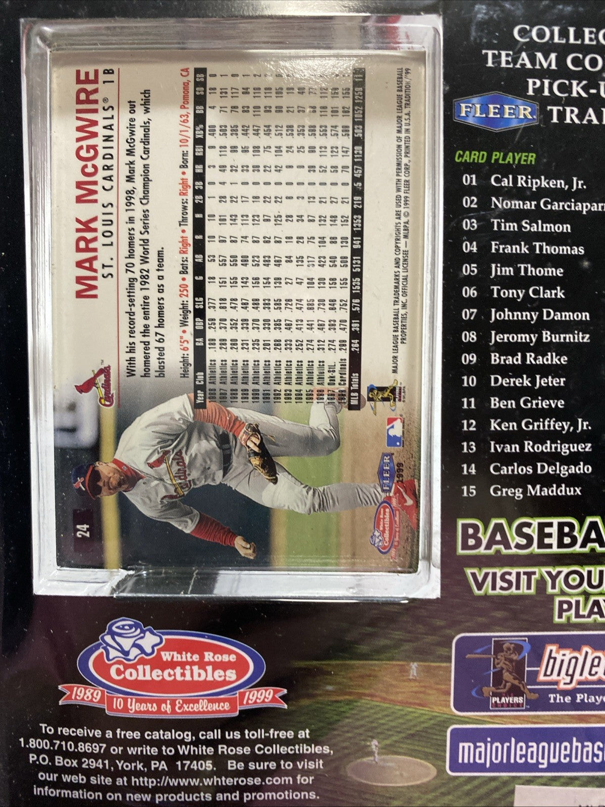 MLB White rose collectibles fleer Mark McGuire vehicle and card St. Louis Cardin