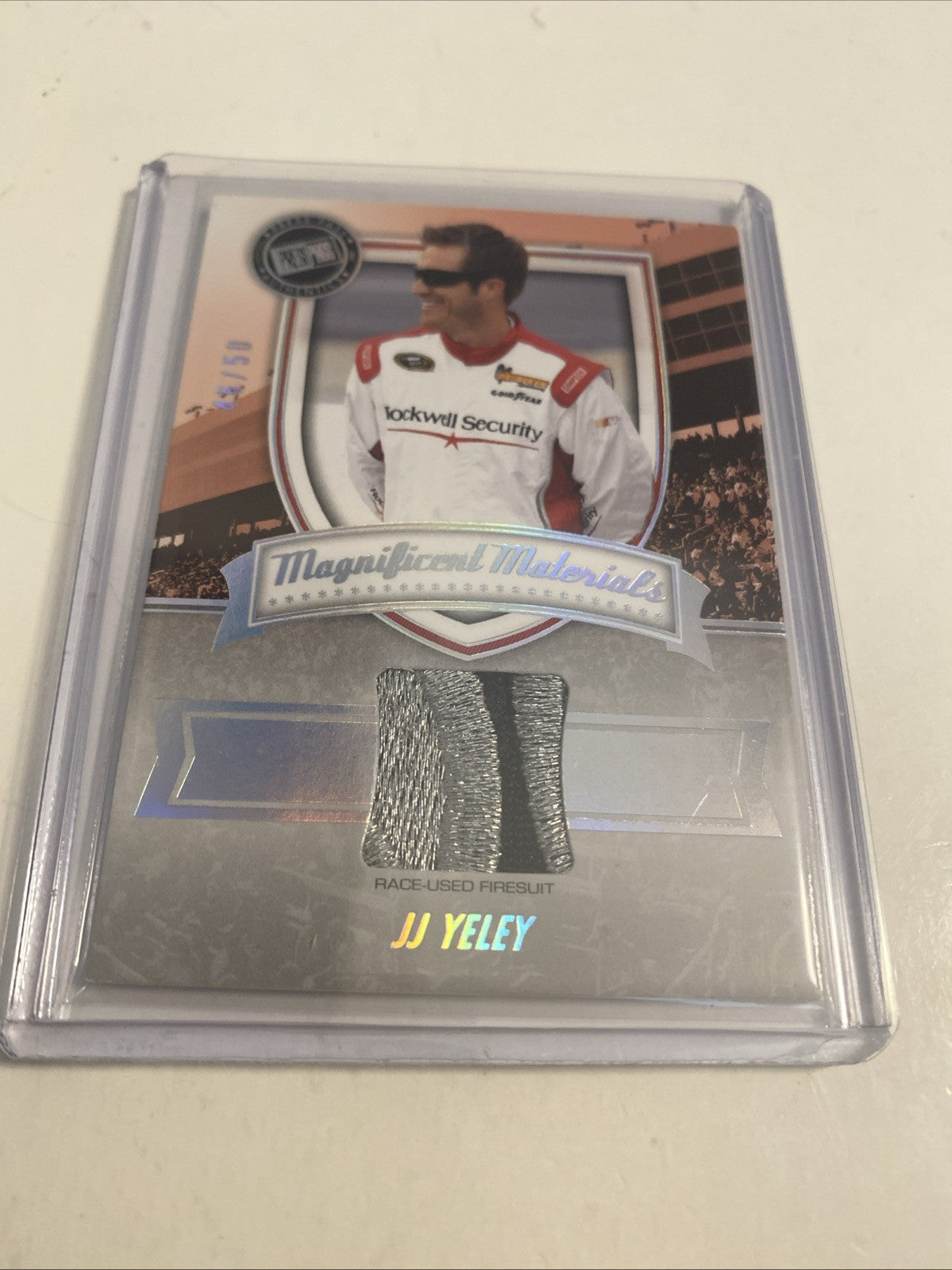 Jj Yeley Press Pass ￼Magnificent Materials Race Used Fire Suit SN: 46/50 2011