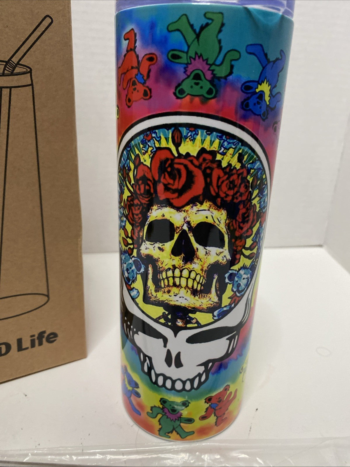 PID Life 20 Oz Sublimation Tumbler ￼ Grateful Dead metal straw