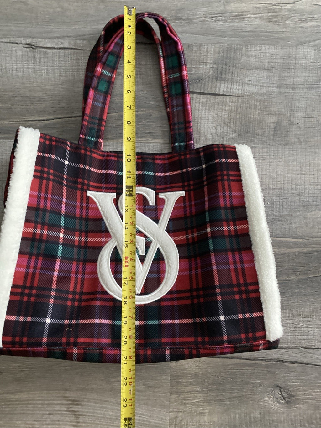 Victoria Secret Red Plaid Christmas Holiday 2022 Tote Bag