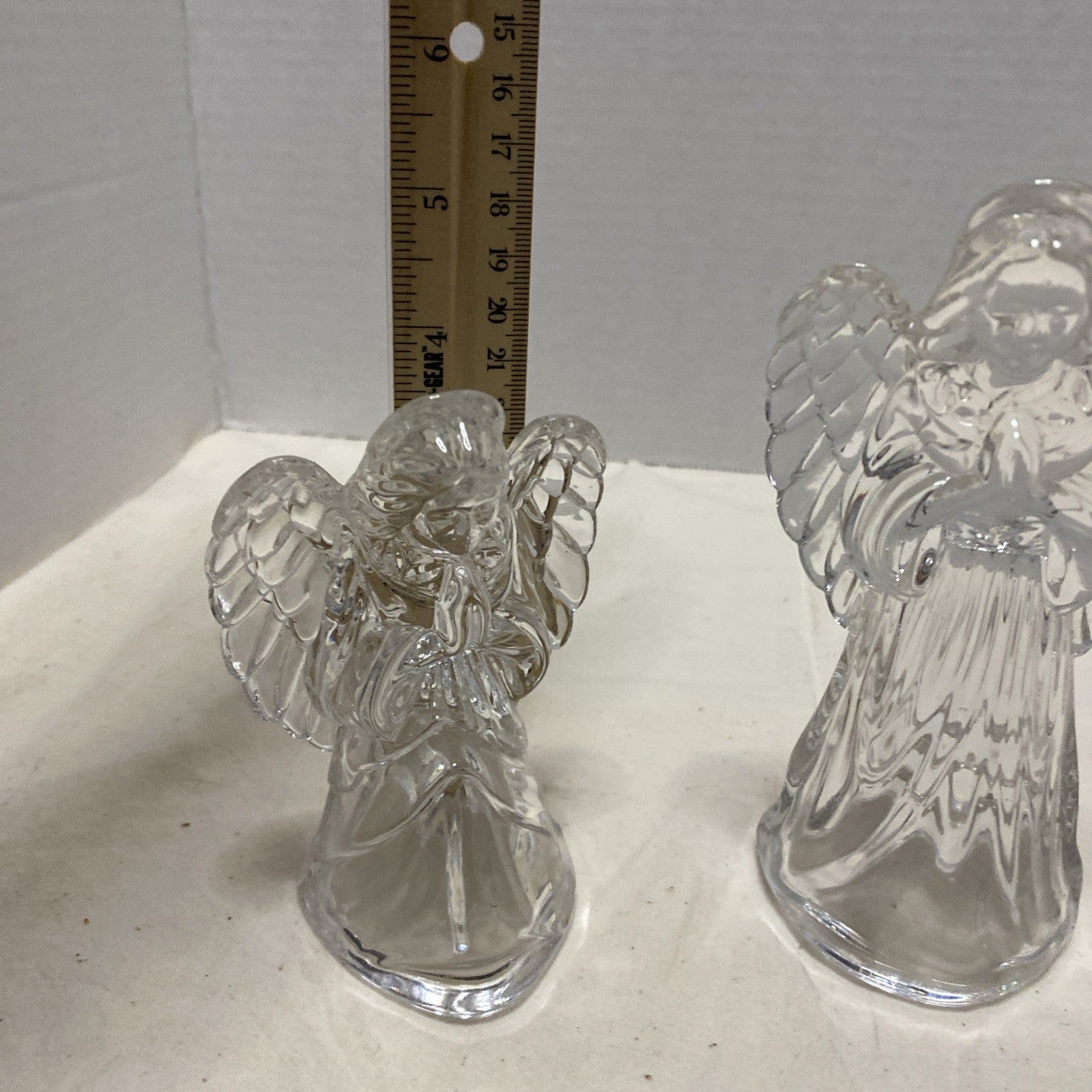Princess House Nativity Set Lead Crystal Lot 3 Vintage Glass Standing Angel Pray