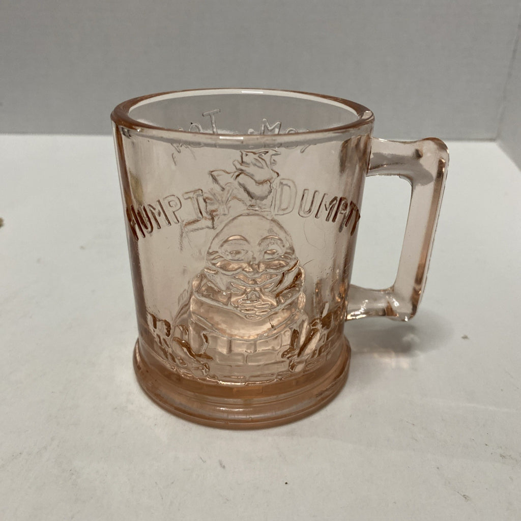 Vintage Pink Depression Glass Cup Mug Humpty Dumpty Tom Tom