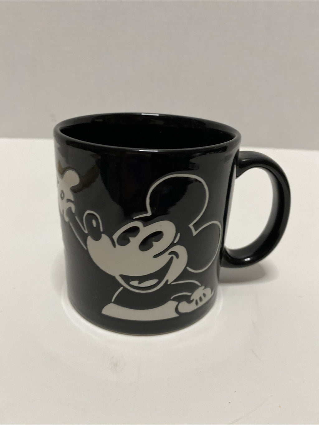 Disney Etched Mickey Mouse Black White 3D Print Coffee Mug Cup 12oz Retro Look