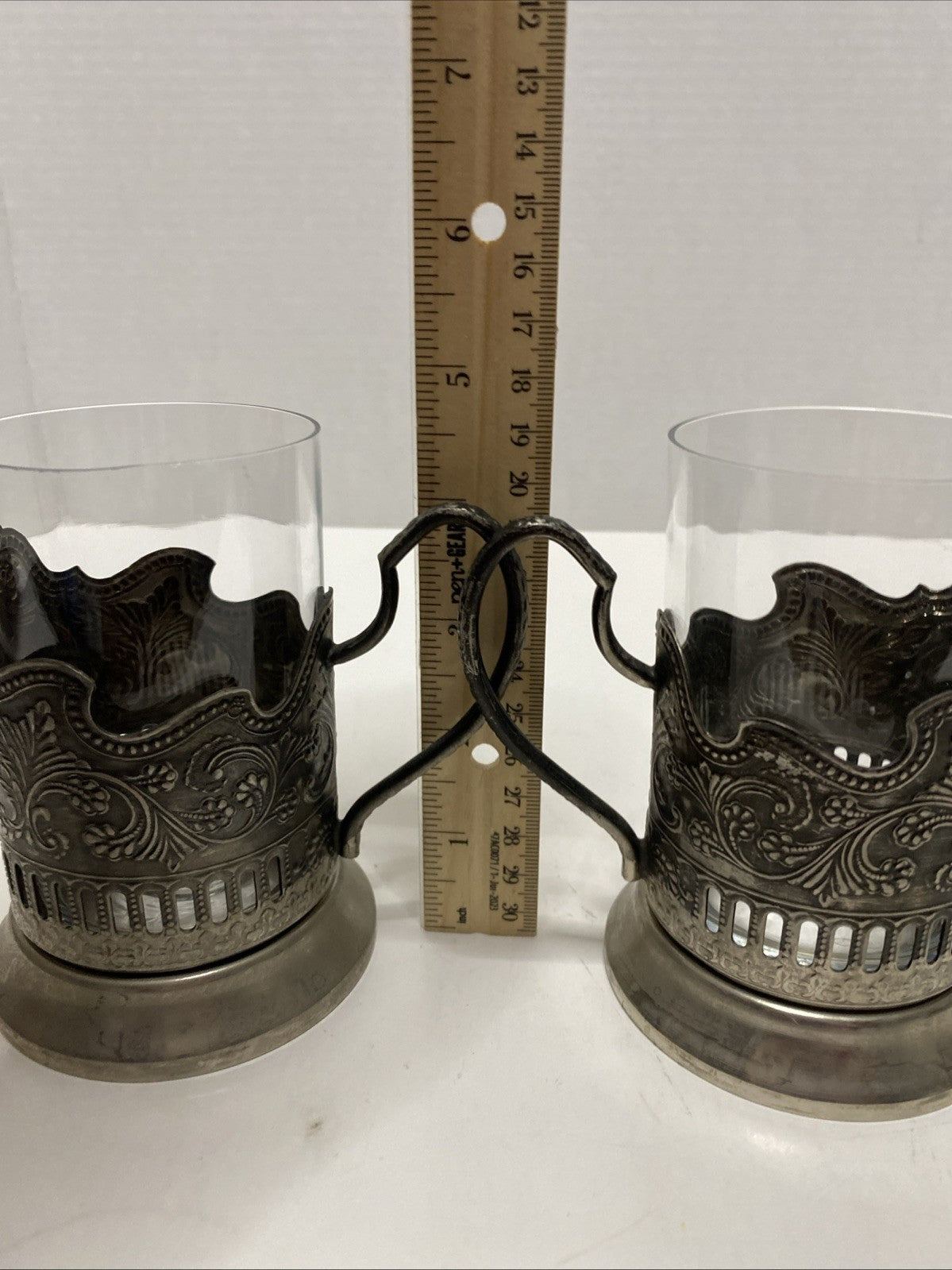 Tea Glass with Metal Holder, Fancy Filigree, Podstakannik, Hunt for Red October