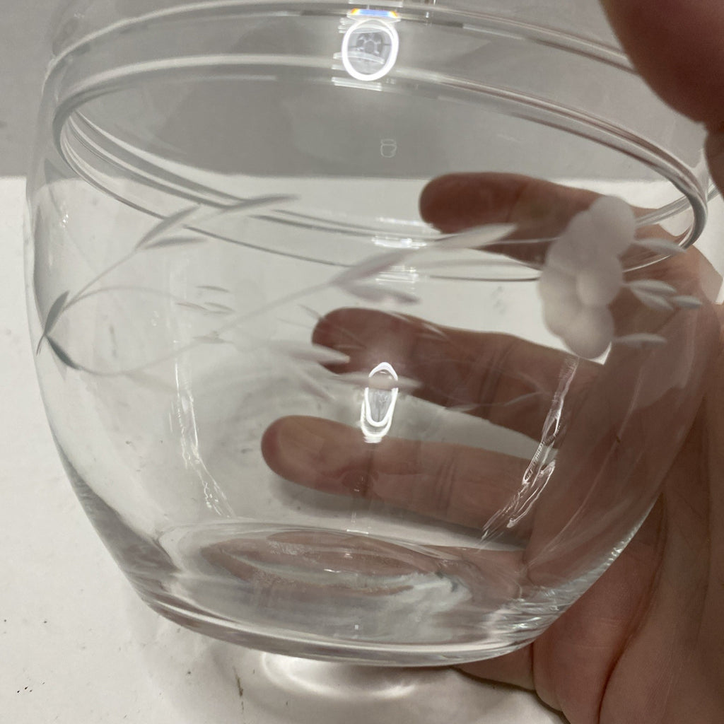 Vintage Etched Glass Apple Jar