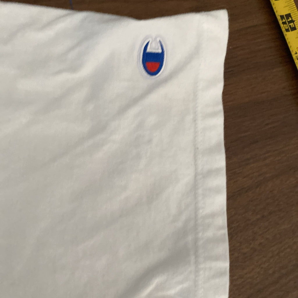 Champions Block Logo T-Shirt White & Blue Sz Medium
