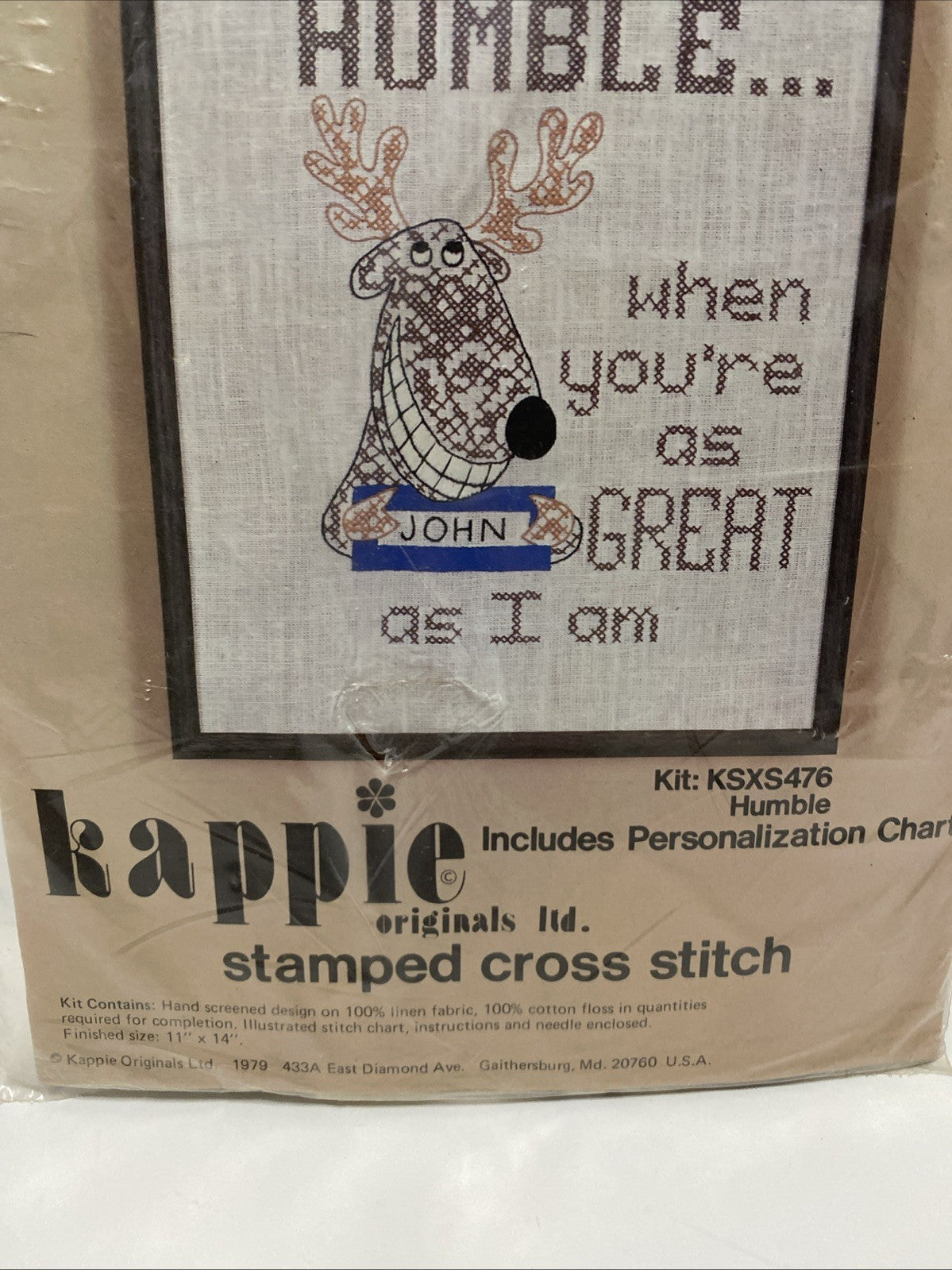 Kappie Originals Ltd Stamped Cross Stitch Kit Humble Deer Personalize New