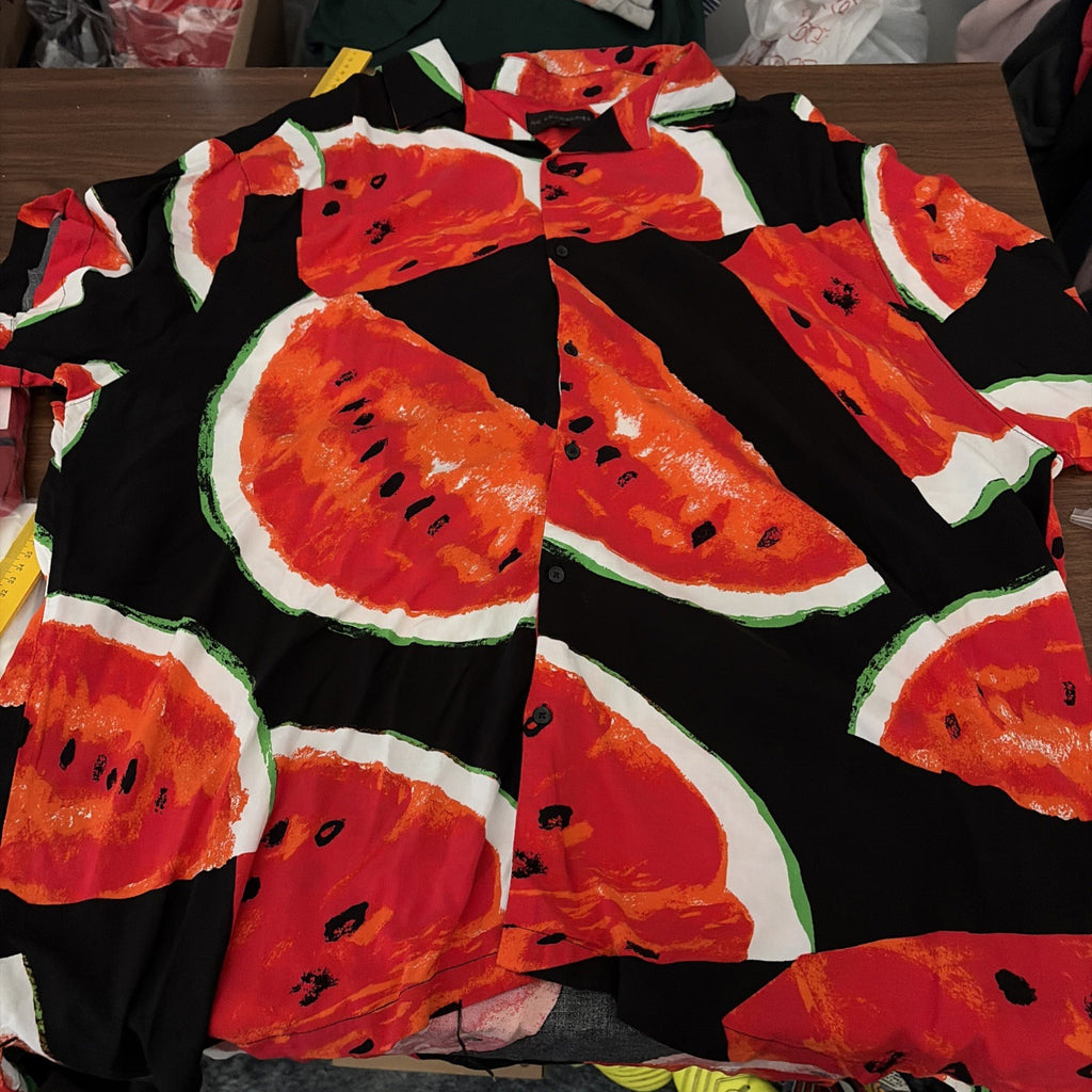 No Boundaries Men’s 3XL Rayon Buttoned Up Watermelon Print Short Sleeve Shirt