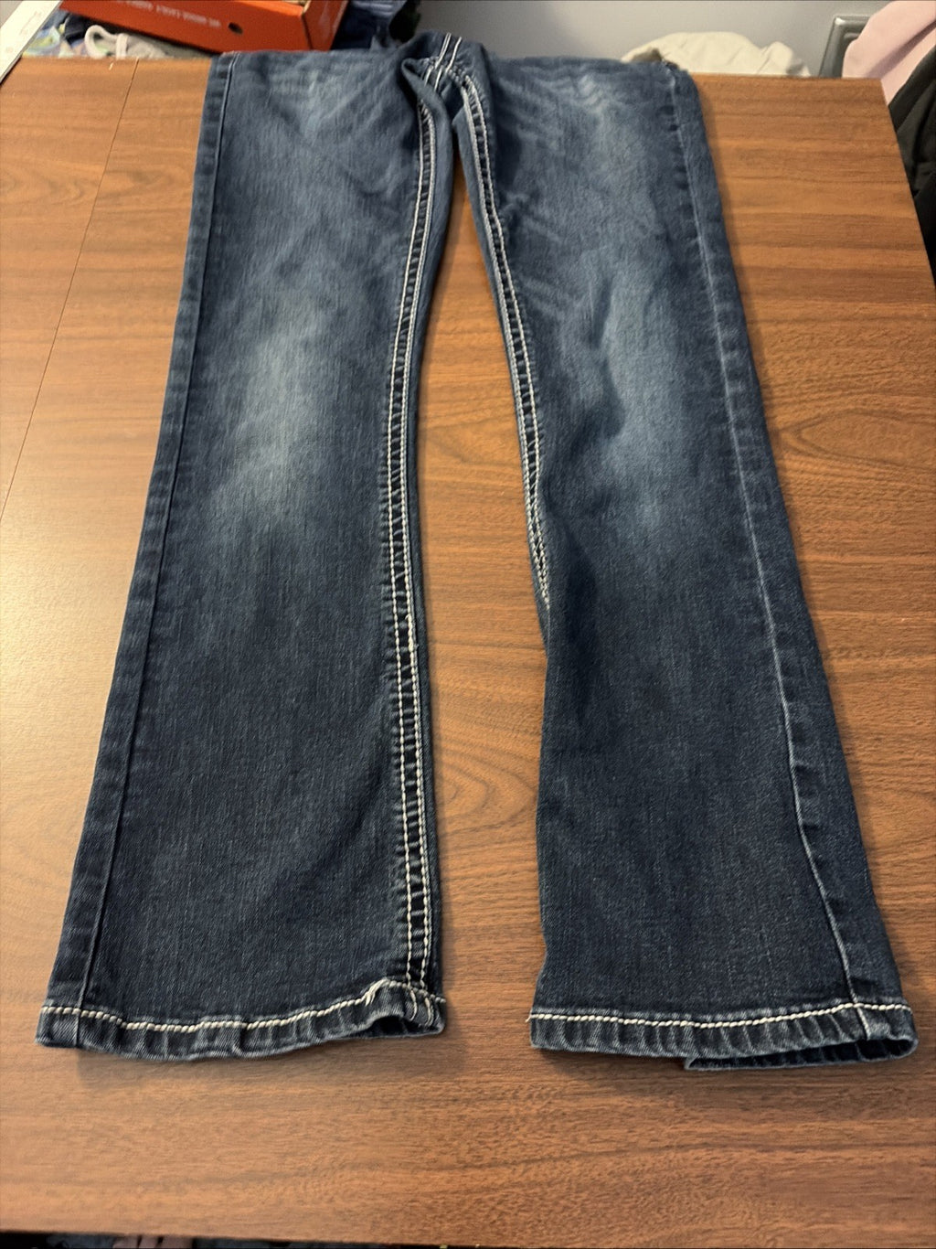 Wired Heart Girls Western Blue Stretch Denim Studded Bootcut Jeans (Size 12)