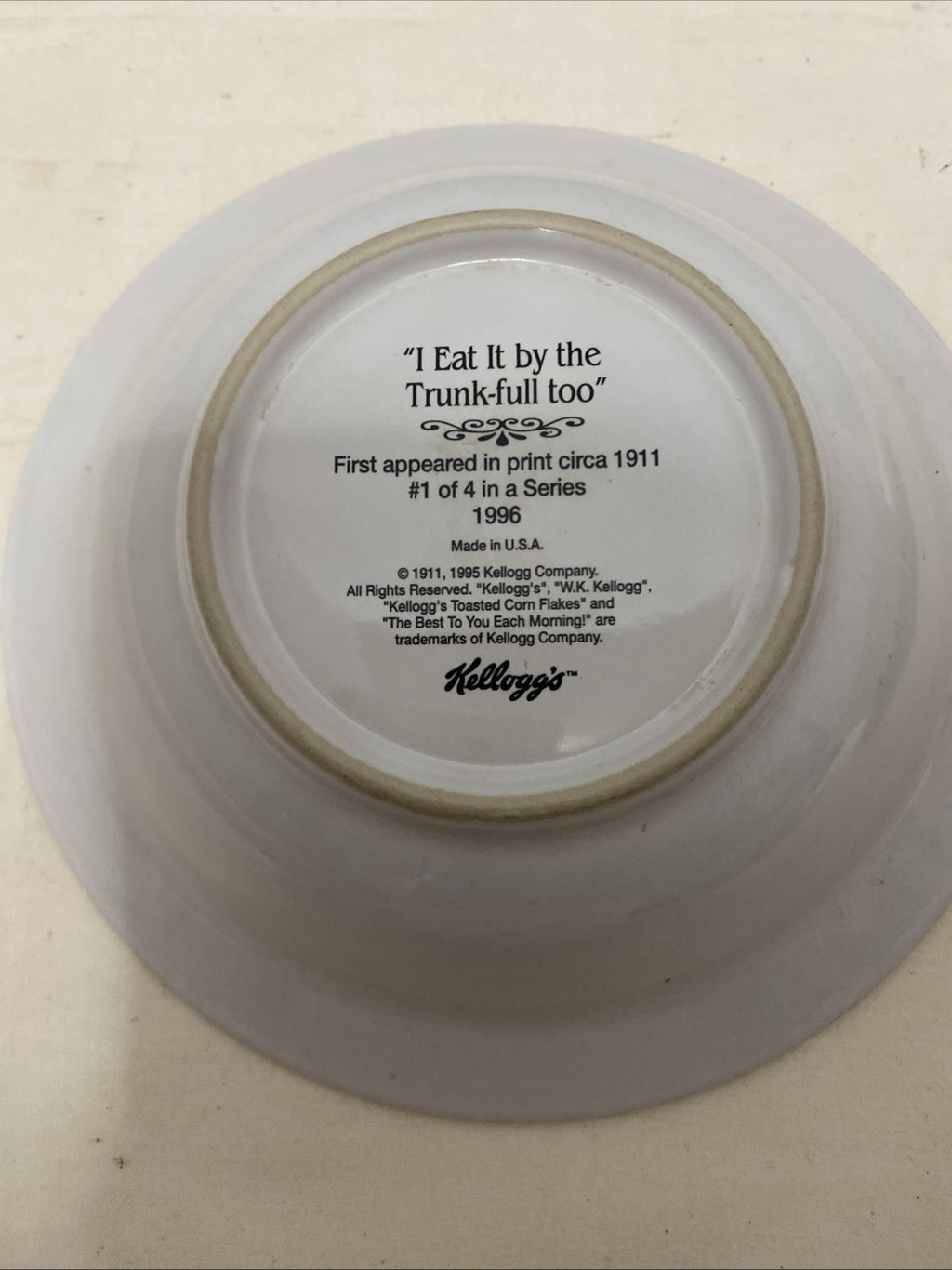 KELLOGG'S COLLECTIBLE CERAMIC CEREAL BOWLS - 90TH ANNIVERSARY 1996 - SET OF 4
