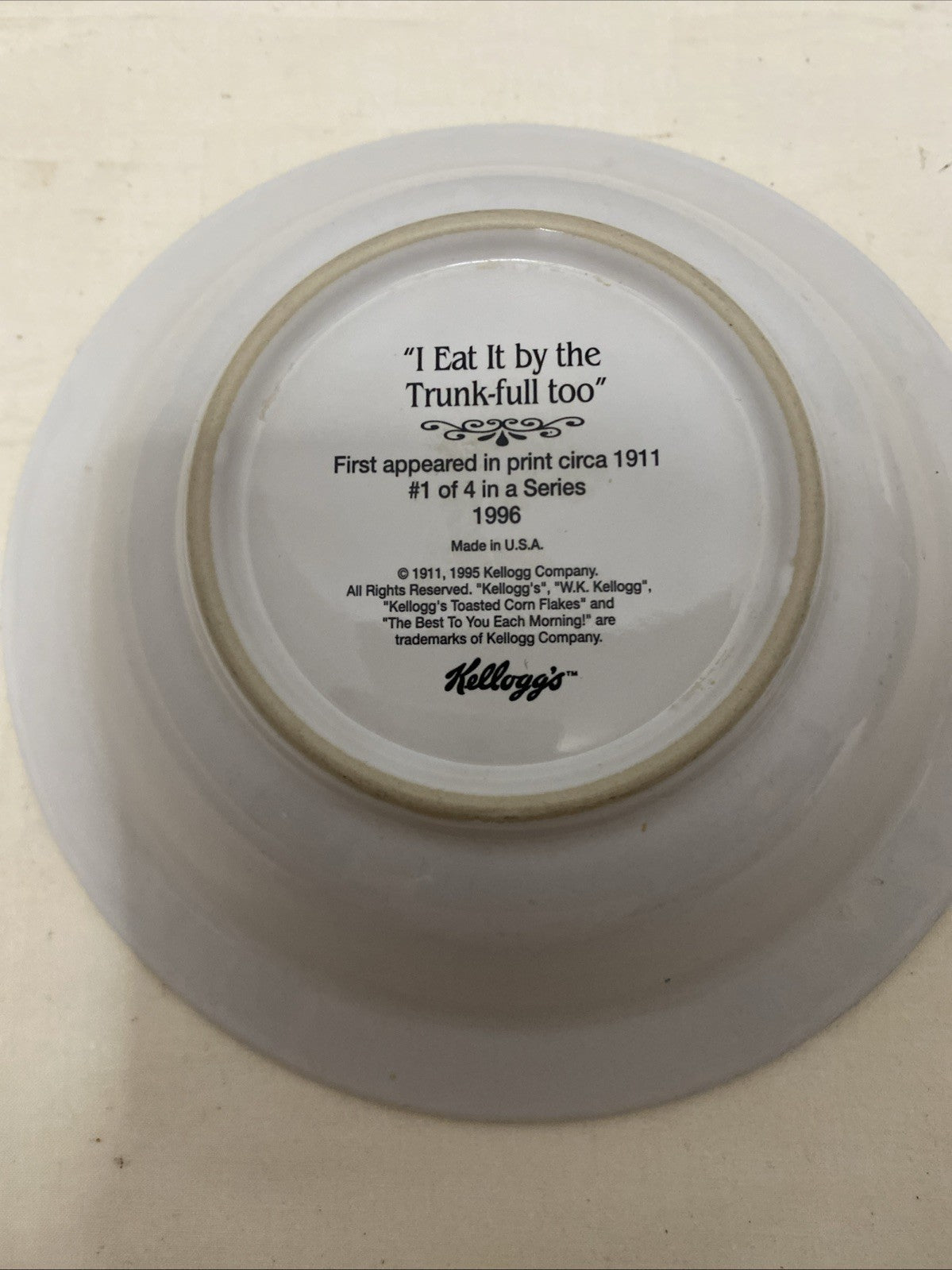 KELLOGG'S COLLECTIBLE CERAMIC CEREAL BOWLS - 90TH ANNIVERSARY 1996 - SET OF 4