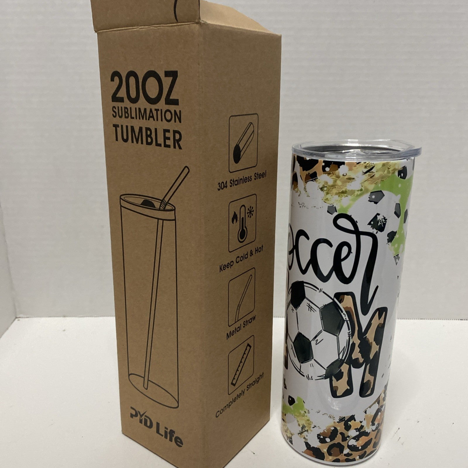 PID Life 20 Oz Sublimation Tumbler  Soccer Mom metal straw