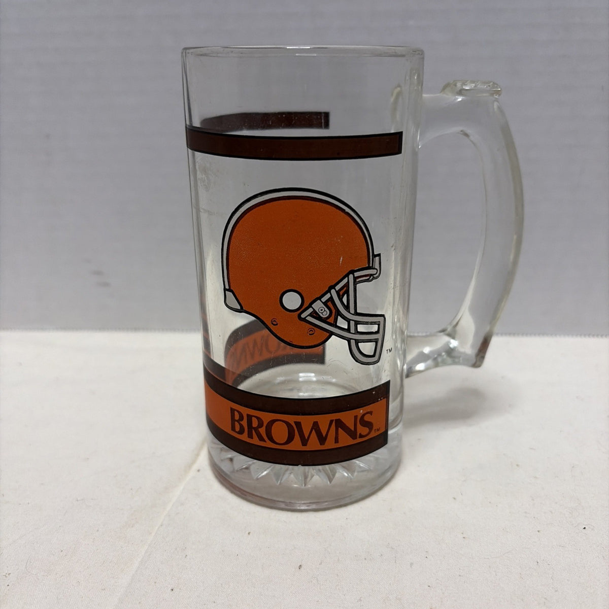 Vintage NFL Cleveland Browns Glass Beer Stein Mug Cup 10 Oz