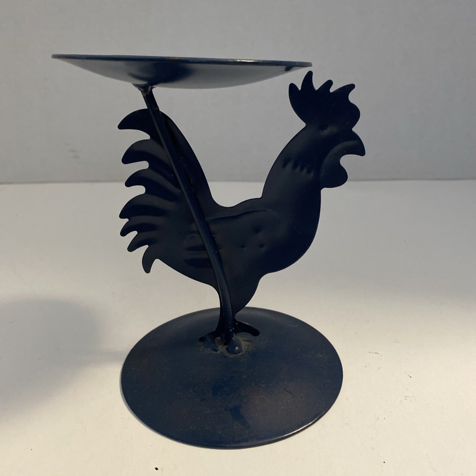 Rooster Candle Holder brown/bronze colored  Metal Pillar Chicken Farm Rustic