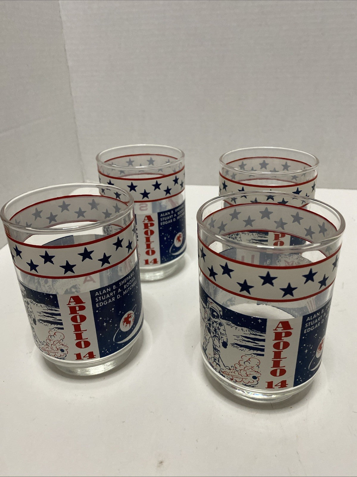 Vintage Libbey 1970s NASA Apollo 14 Juice/Rock Glasses Set Of 4