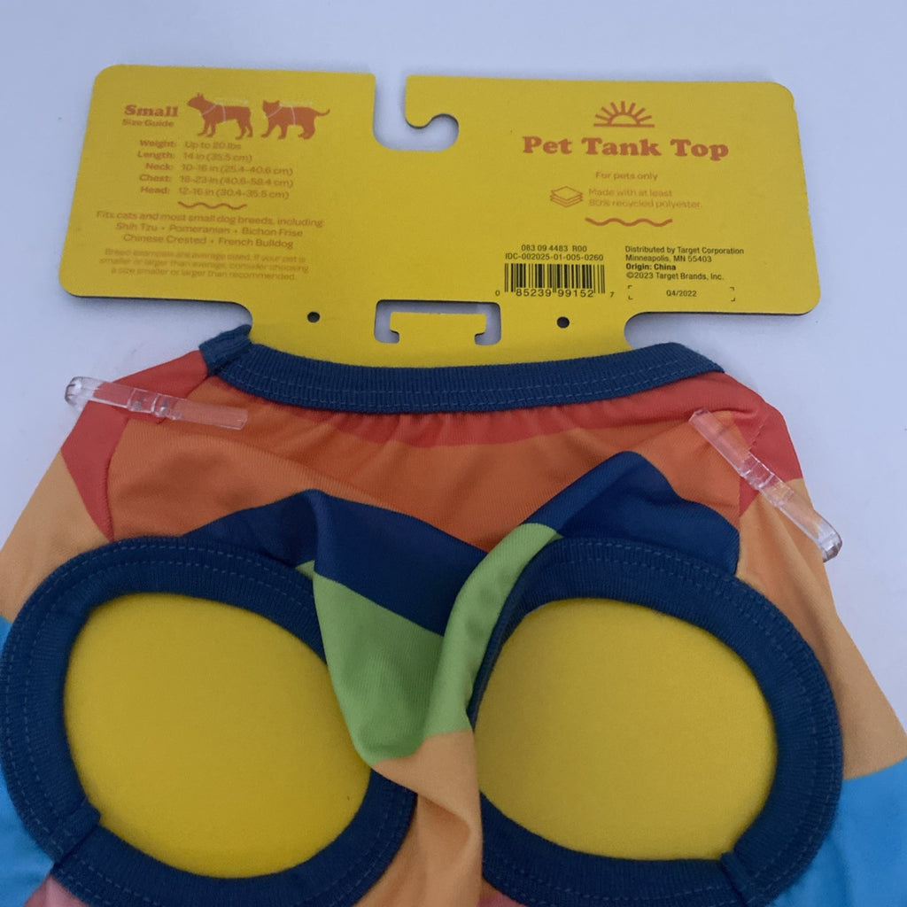 NWT Pet Apparel Multi Color Dog Tank Tee Sunrise Orange Blue - Size Small