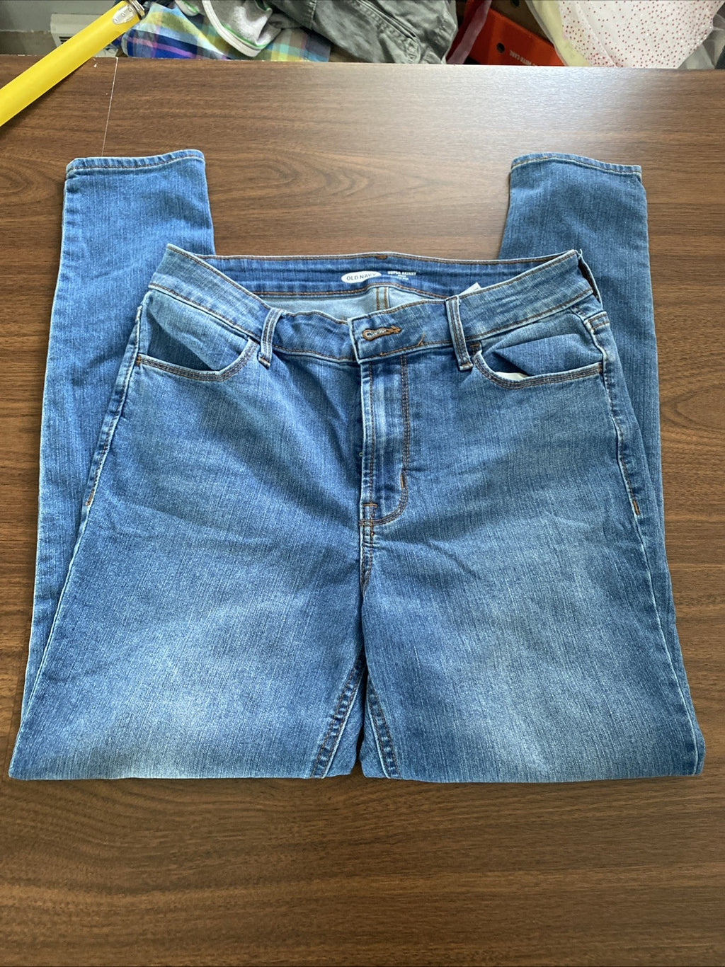 Old Navy womens super skinny ankle jeans size 6 TALL stretch blue med wash