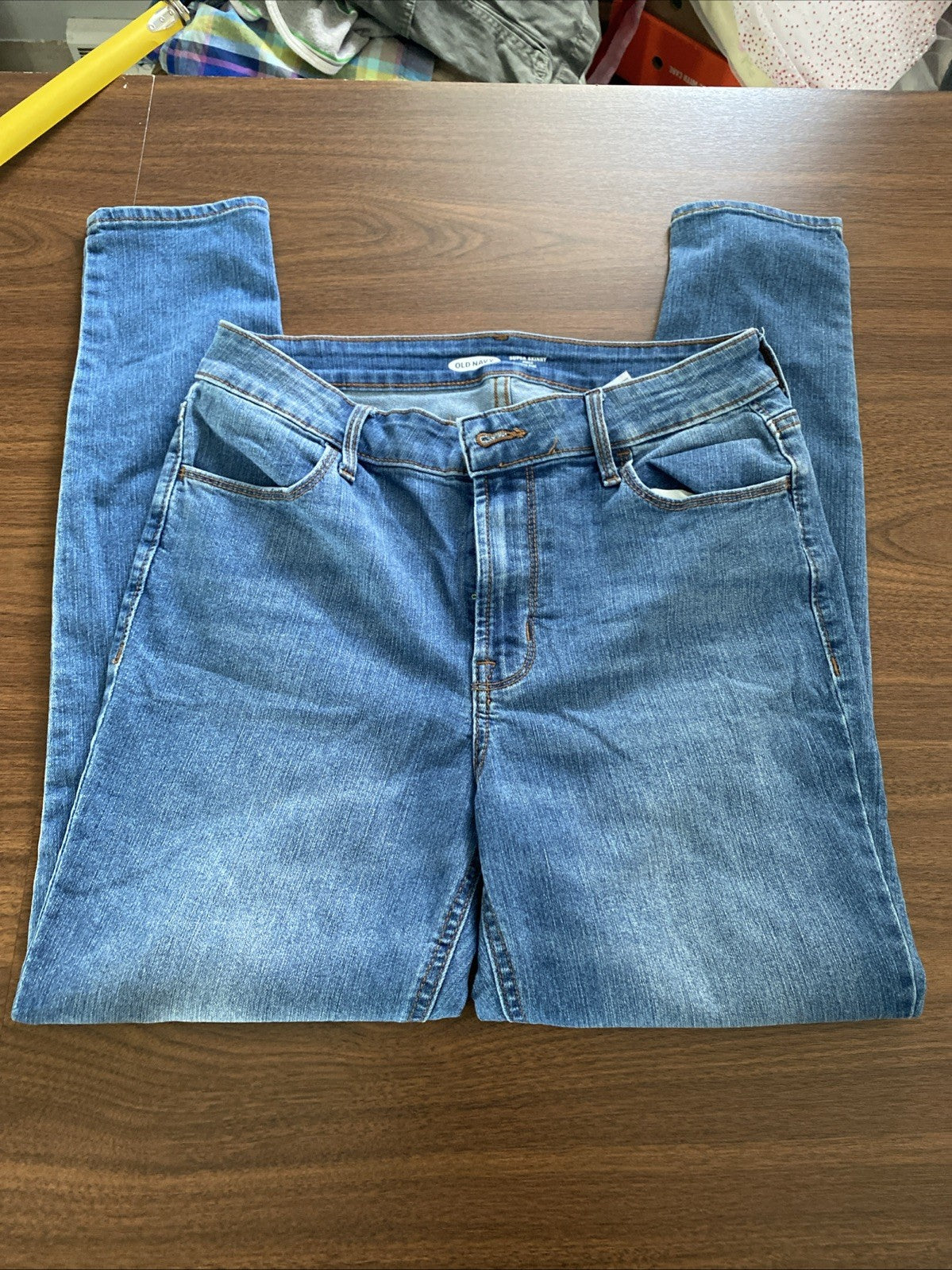 Old Navy womens super skinny ankle jeans size 6 TALL stretch blue med wash
