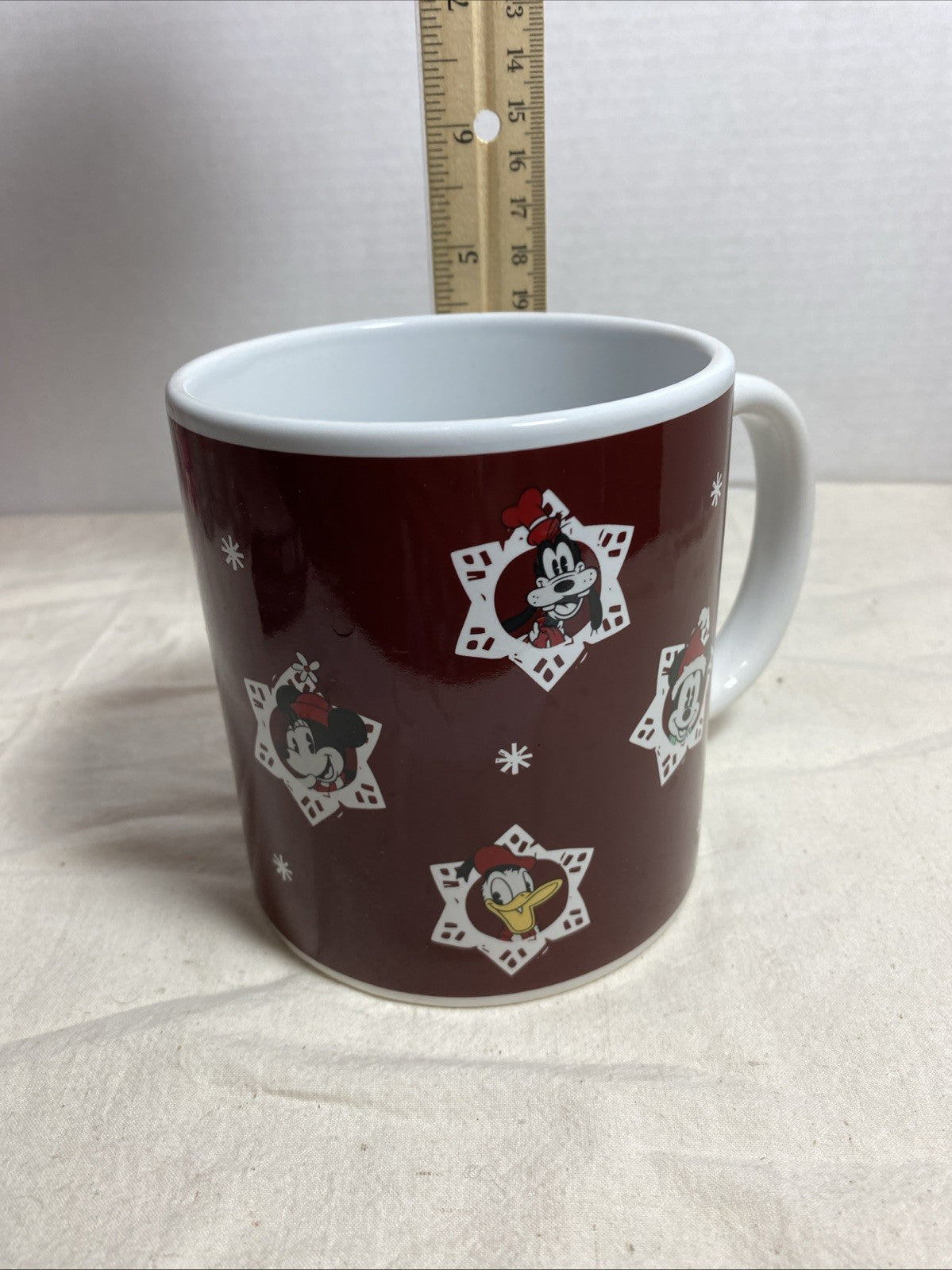 Disney Christmas Mug Mickey Snowflakes Donald Duck Goofy