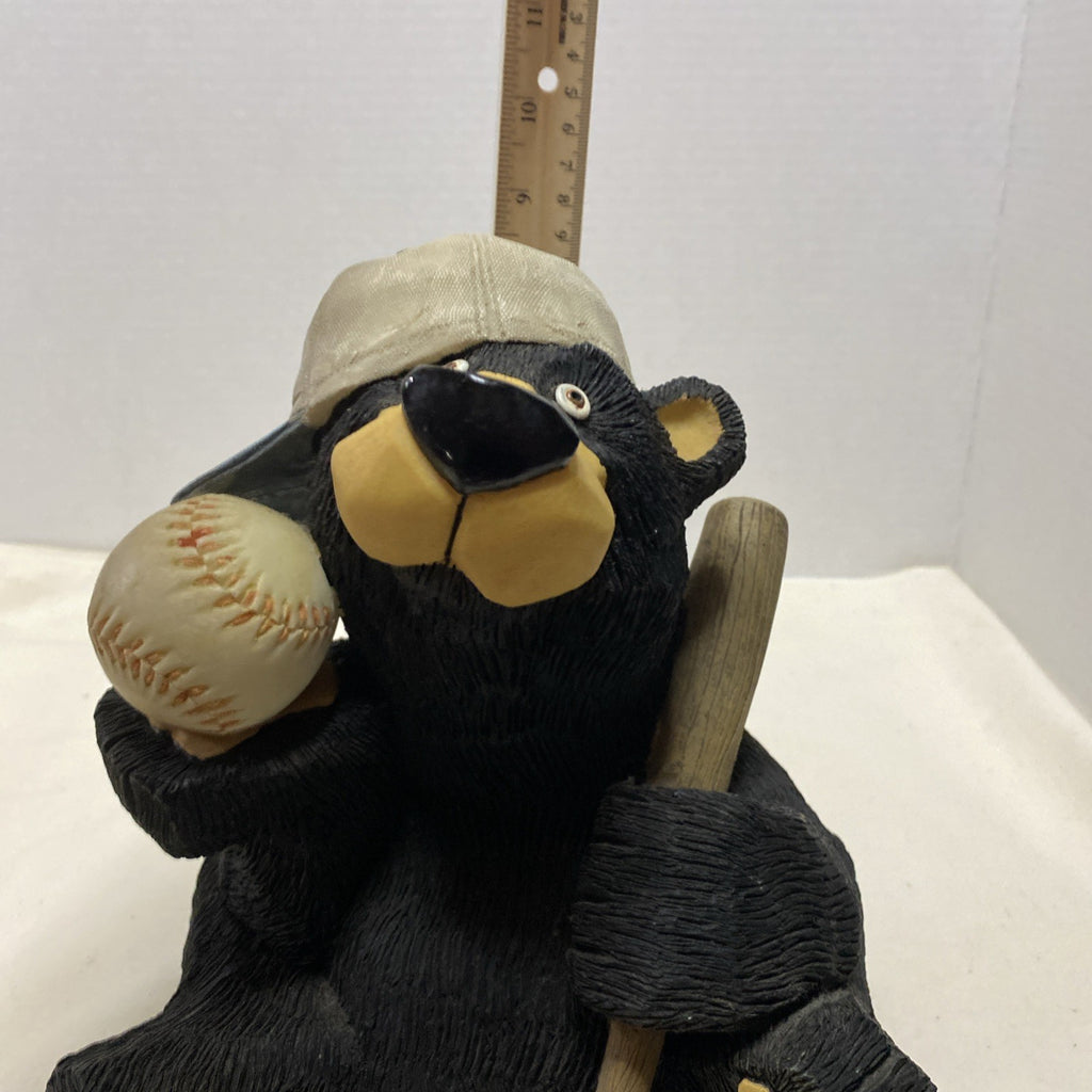 BLACK BEAR Heavy BASEBALL PLAYER With Ball Bat Cap BANK