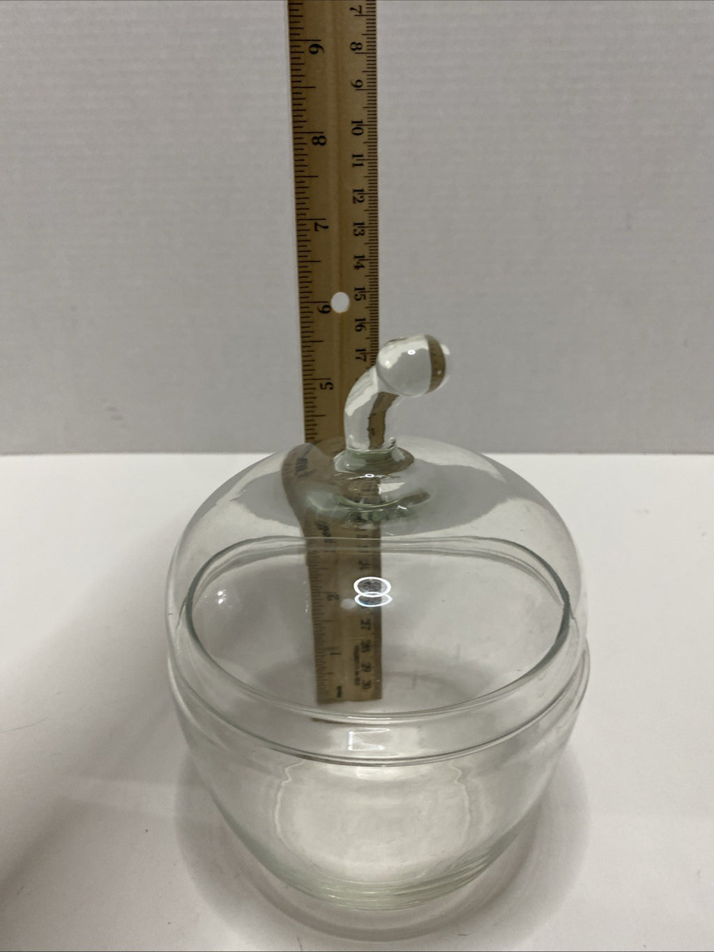 Clear Glass Apple Shaped Lidded Cookie Jar