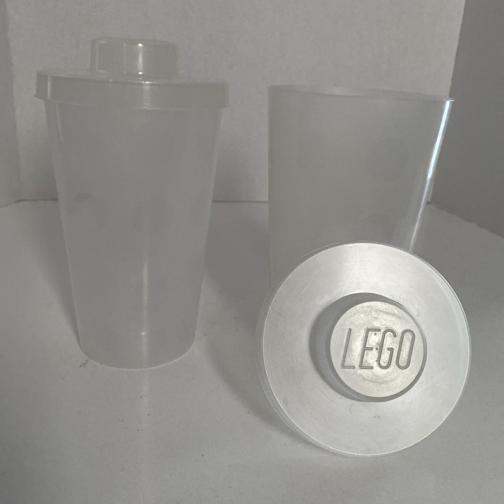 Large LEGO® Pick A Brick Plastic Cups Containers with Snap on Lids (Lot of 2)