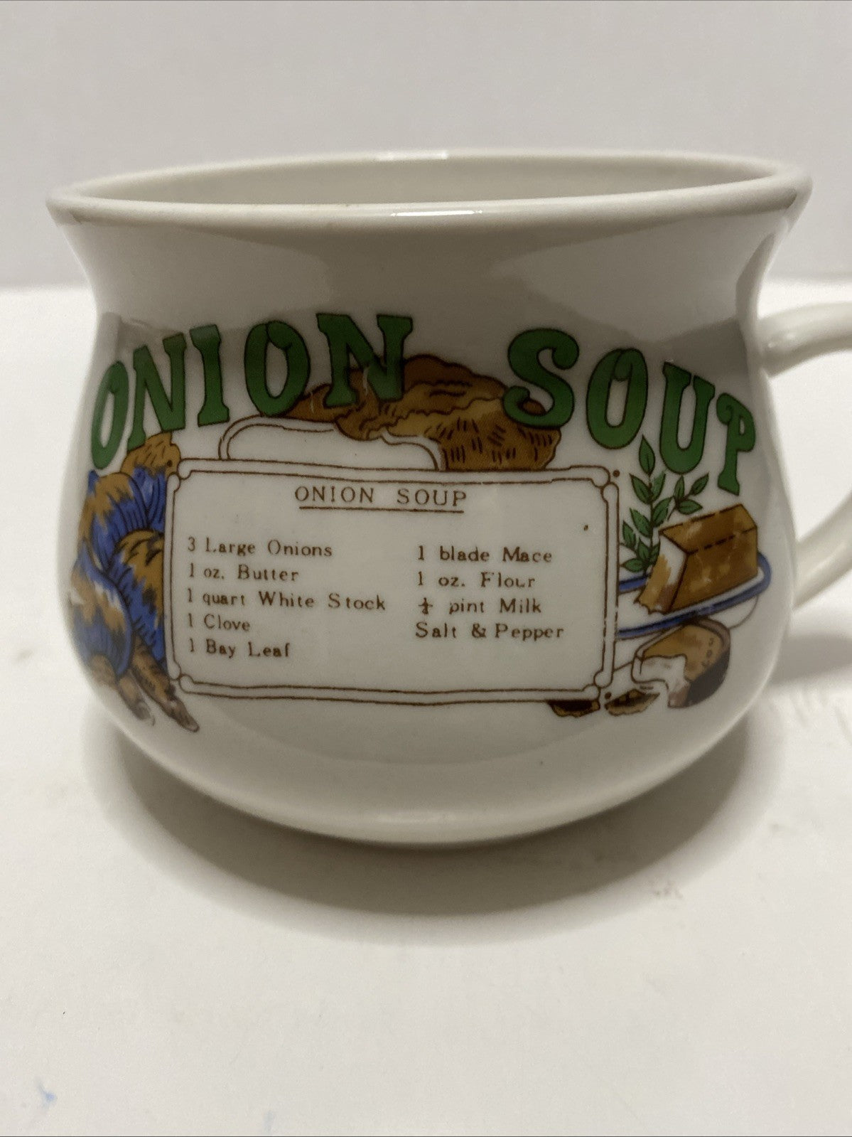 Vintage Onion Soup Recipe Bowl with Handle Made in China