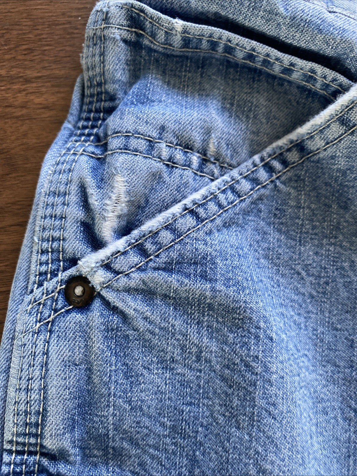 Lee Dungarees Carpenter Jeans Mens 33x32 Blue Denim Workwear Utility Distressed