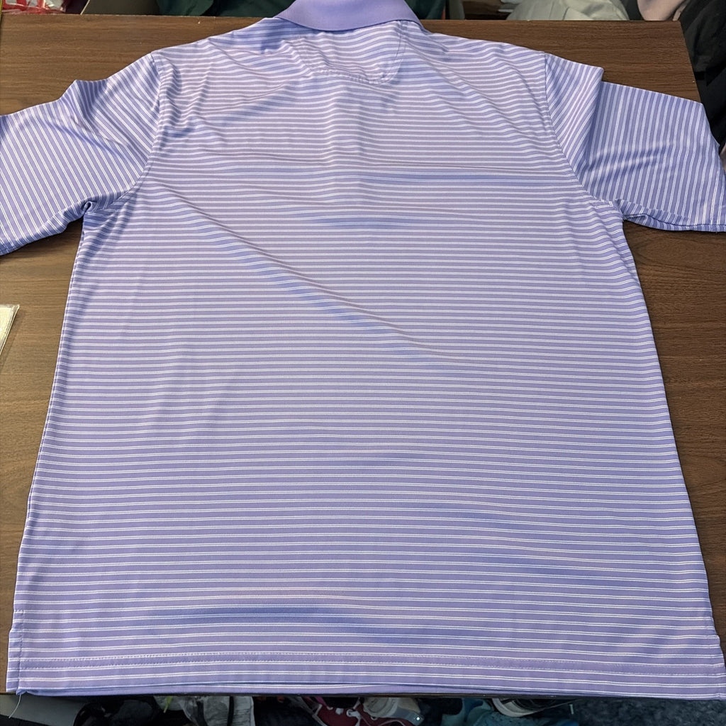Greg Norman Men's Shirt Play Dry Short Sleeve Golf Purple Striped Size Large