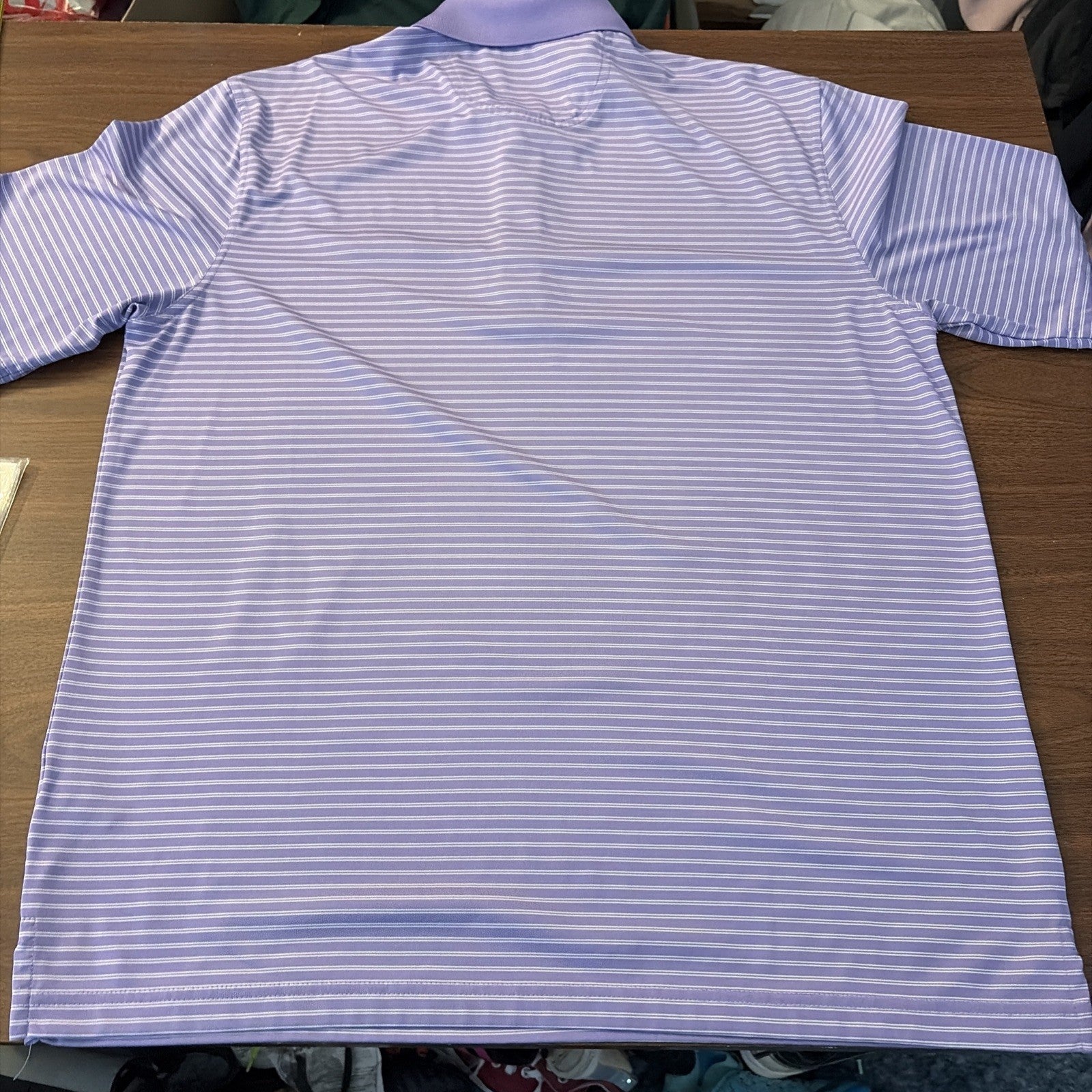 Greg Norman Men's Shirt Play Dry Short Sleeve Golf Purple Striped Size Large