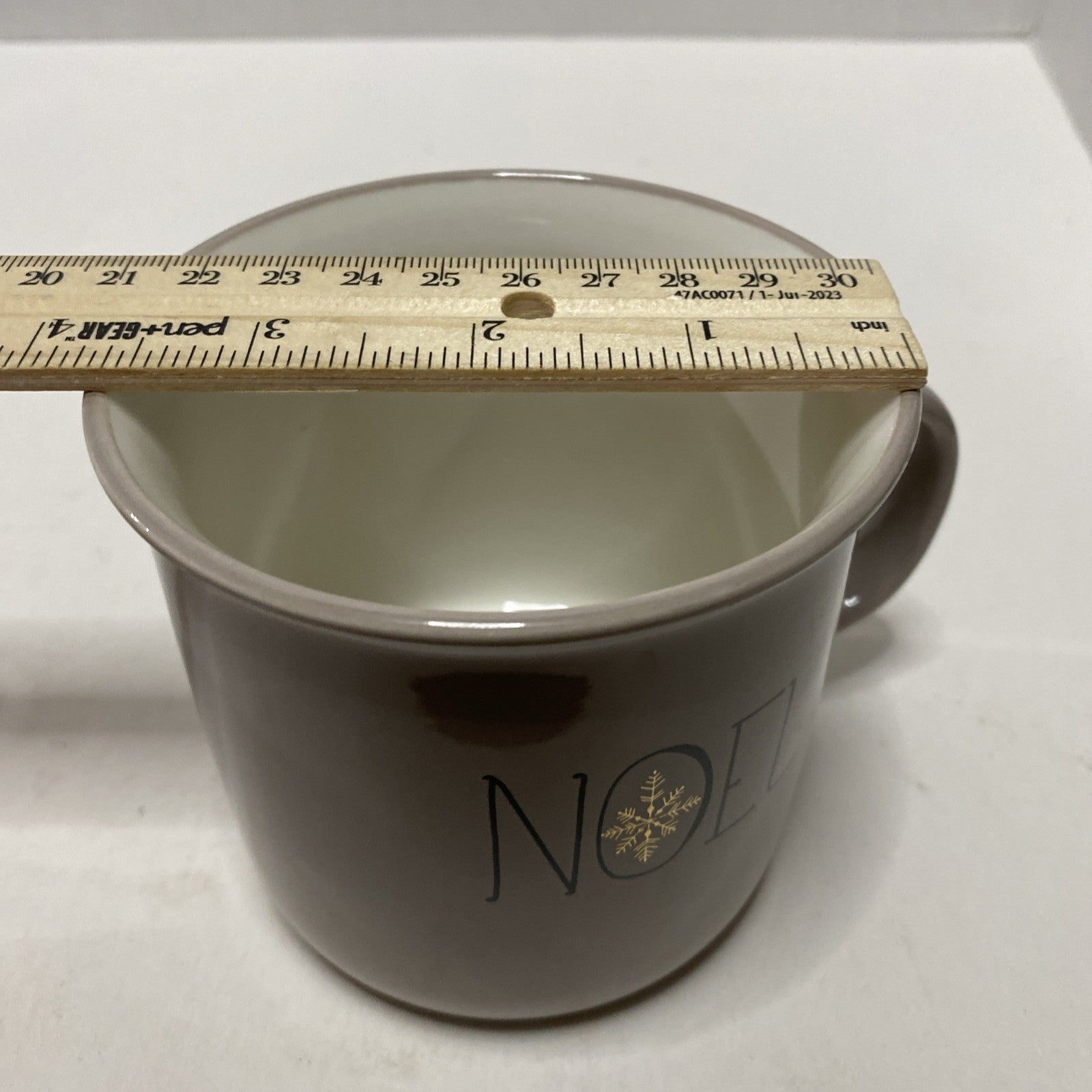 Sleigh Bell Bistro NOEL Christmas Holiday Taupe Porcelain Coffee Tea Mug Cup