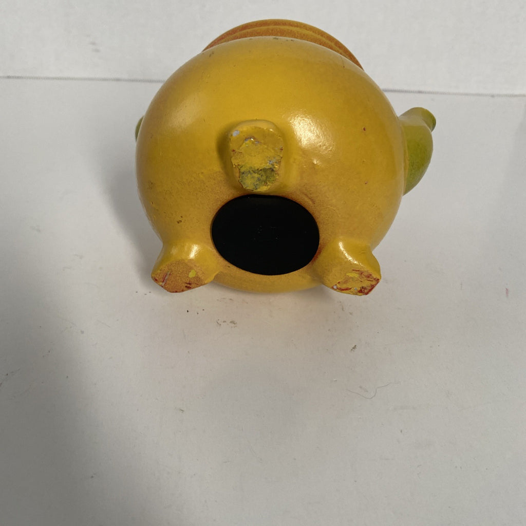 Vintage Penny Pot Yellow Kettle Coin Bank - Ceramic See Description