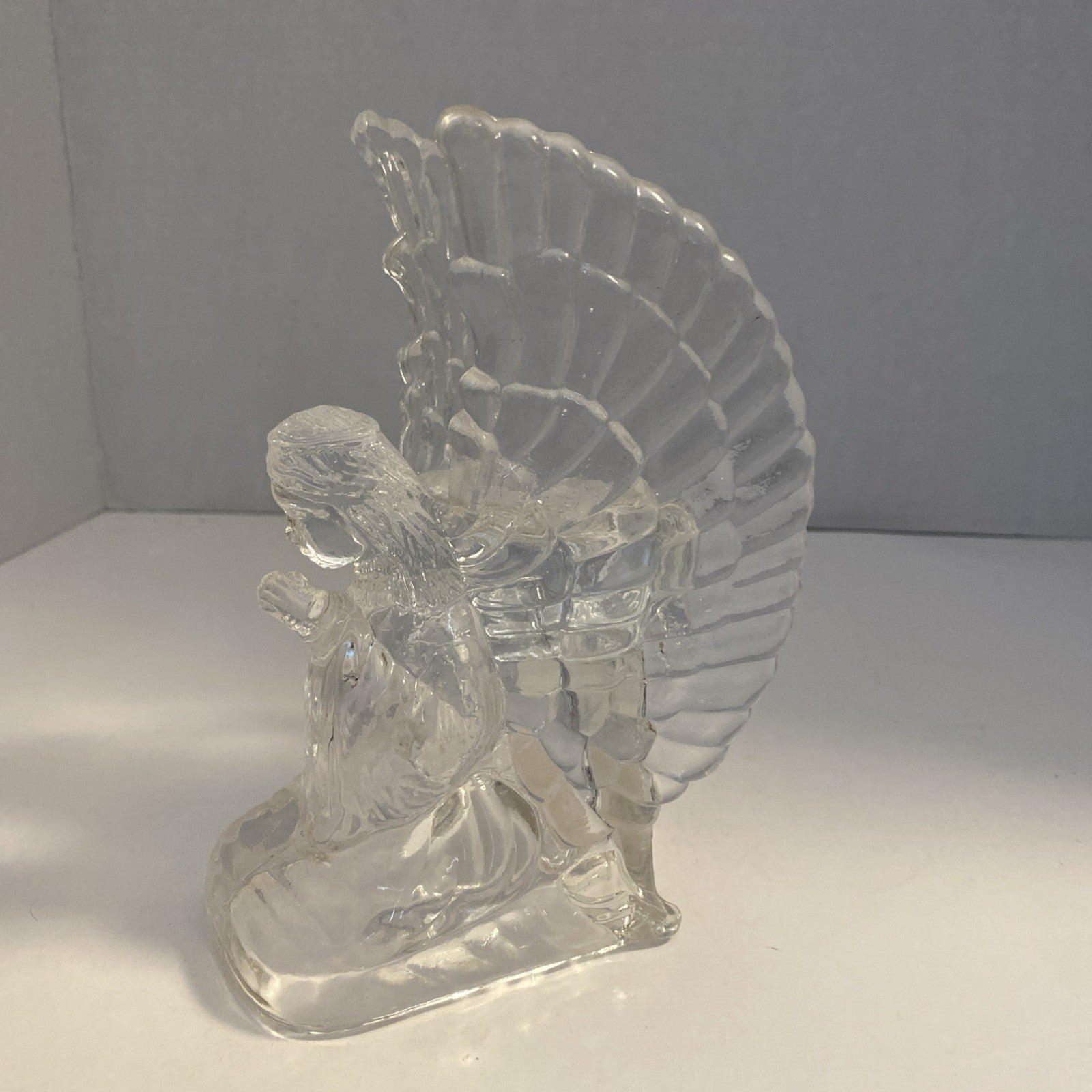 Praying Angel Votive Candleholder Clear Heavy Christmas Home Decorative Shelf