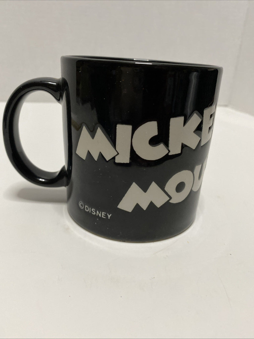 Disney Etched Mickey Mouse Black White 3D Print Coffee Mug Cup 12oz Retro Look