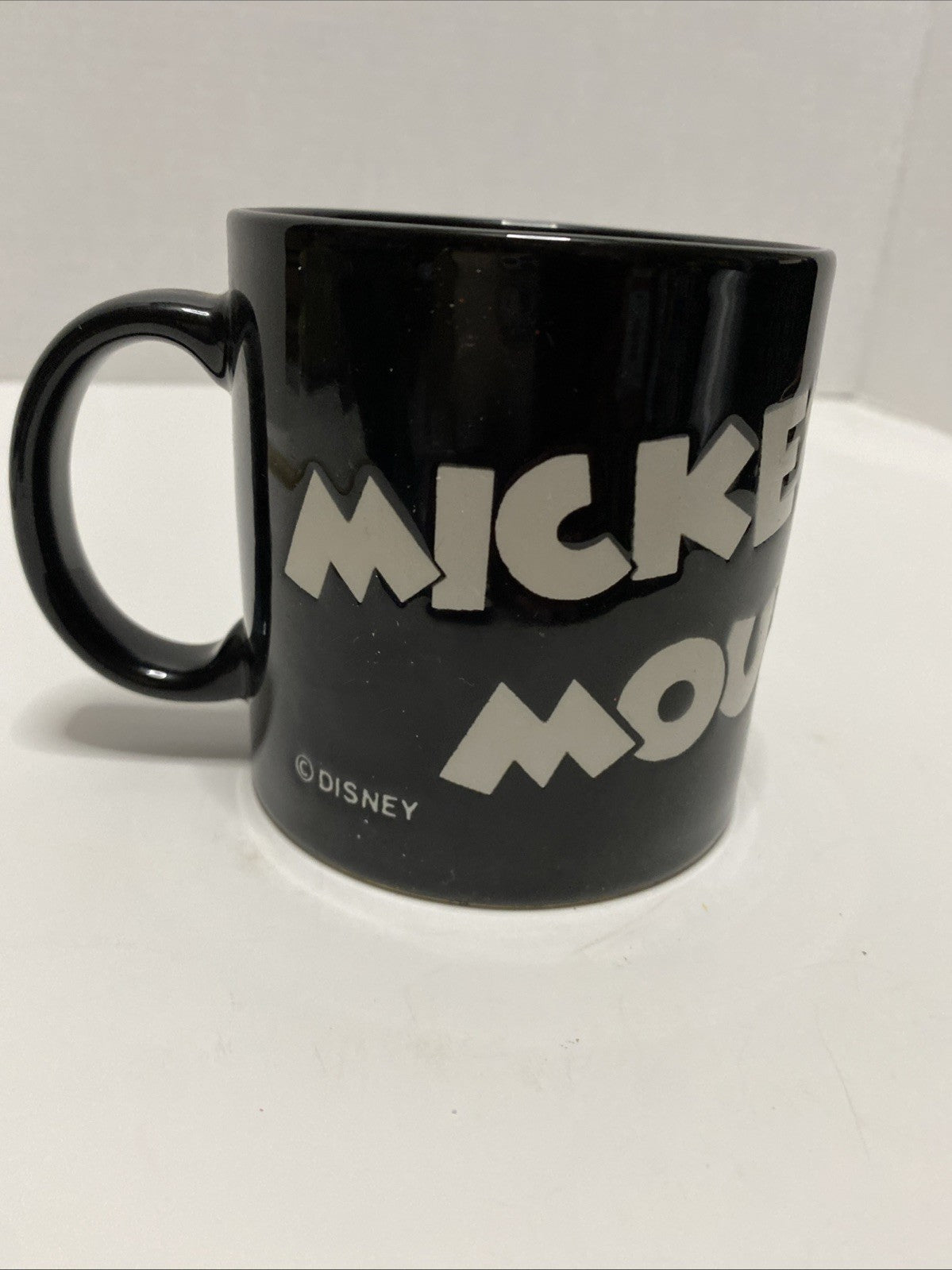 Disney Etched Mickey Mouse Black White 3D Print Coffee Mug Cup 12oz Retro Look