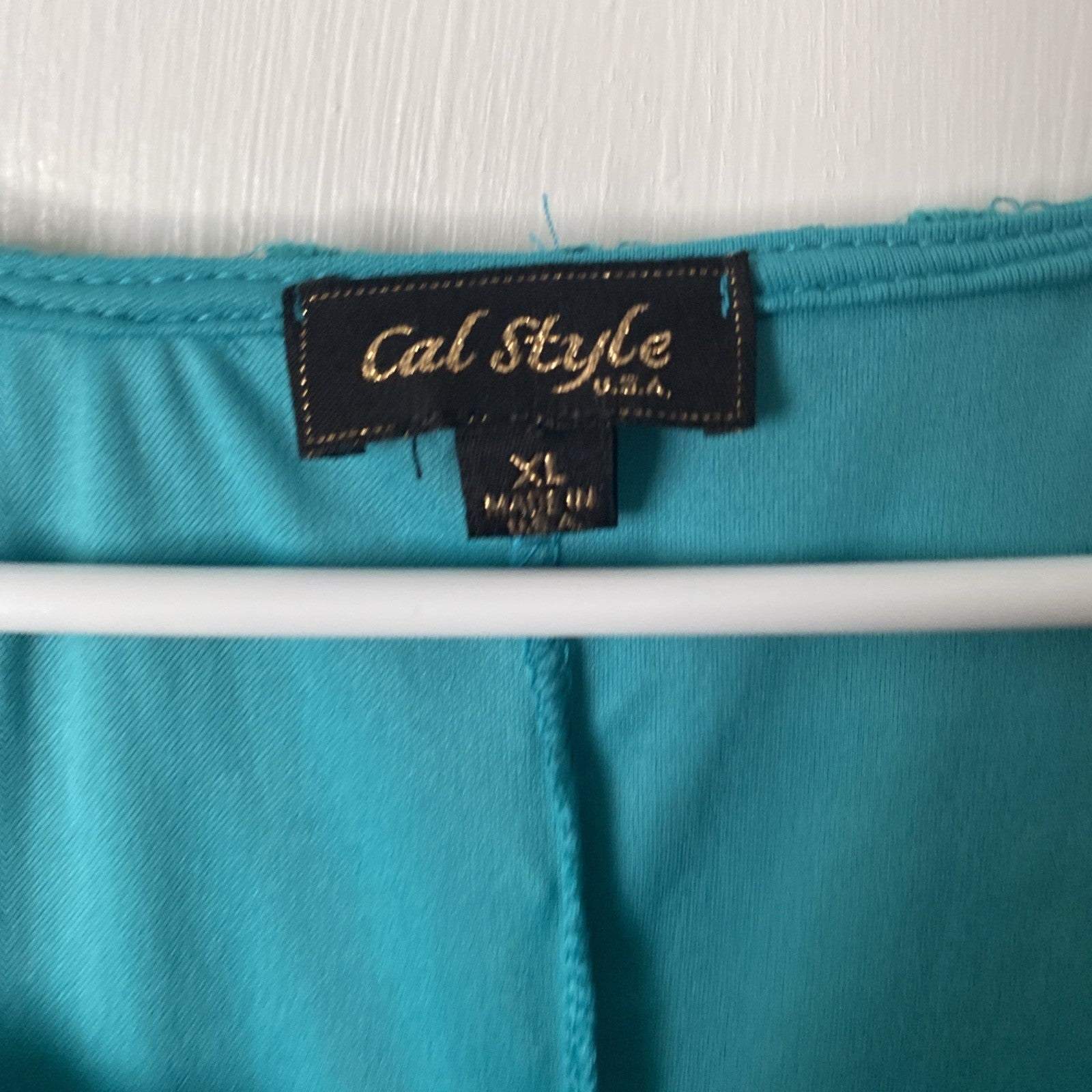 Women’s XL Cal Style Top Blue Mid Sleeve Teal. F-003