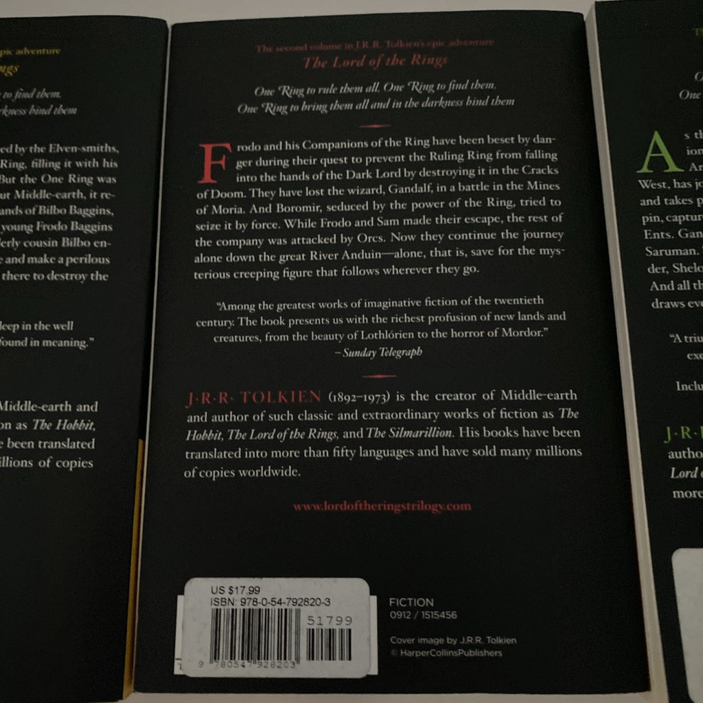 J. R. R. TOLKIEN LORD OF THE RINGS Fellowship Two Towers Return of the King (3)