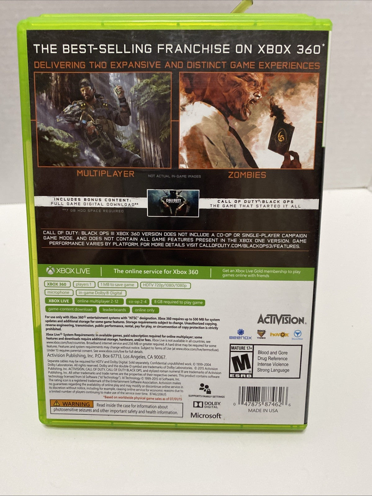 Call of Duty: Black Ops III (Microsoft Xbox 360, 2015)