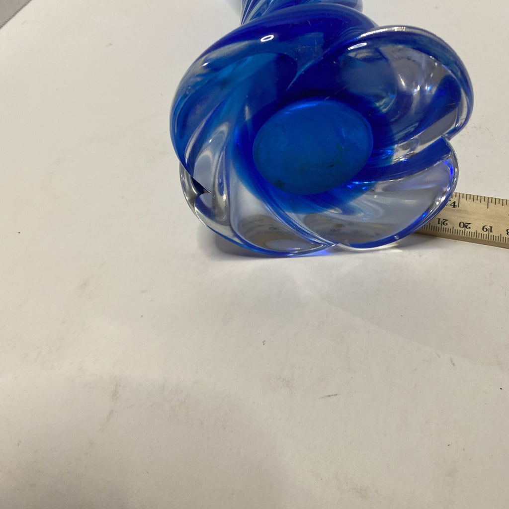 Blue  Swirl  Glass  Vase