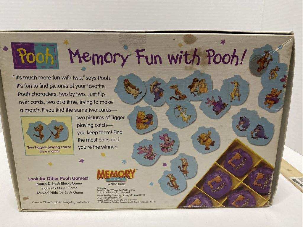 Vintage Winnie The Pooh Memory Board Game Milton Bradley 1999 100% Complete