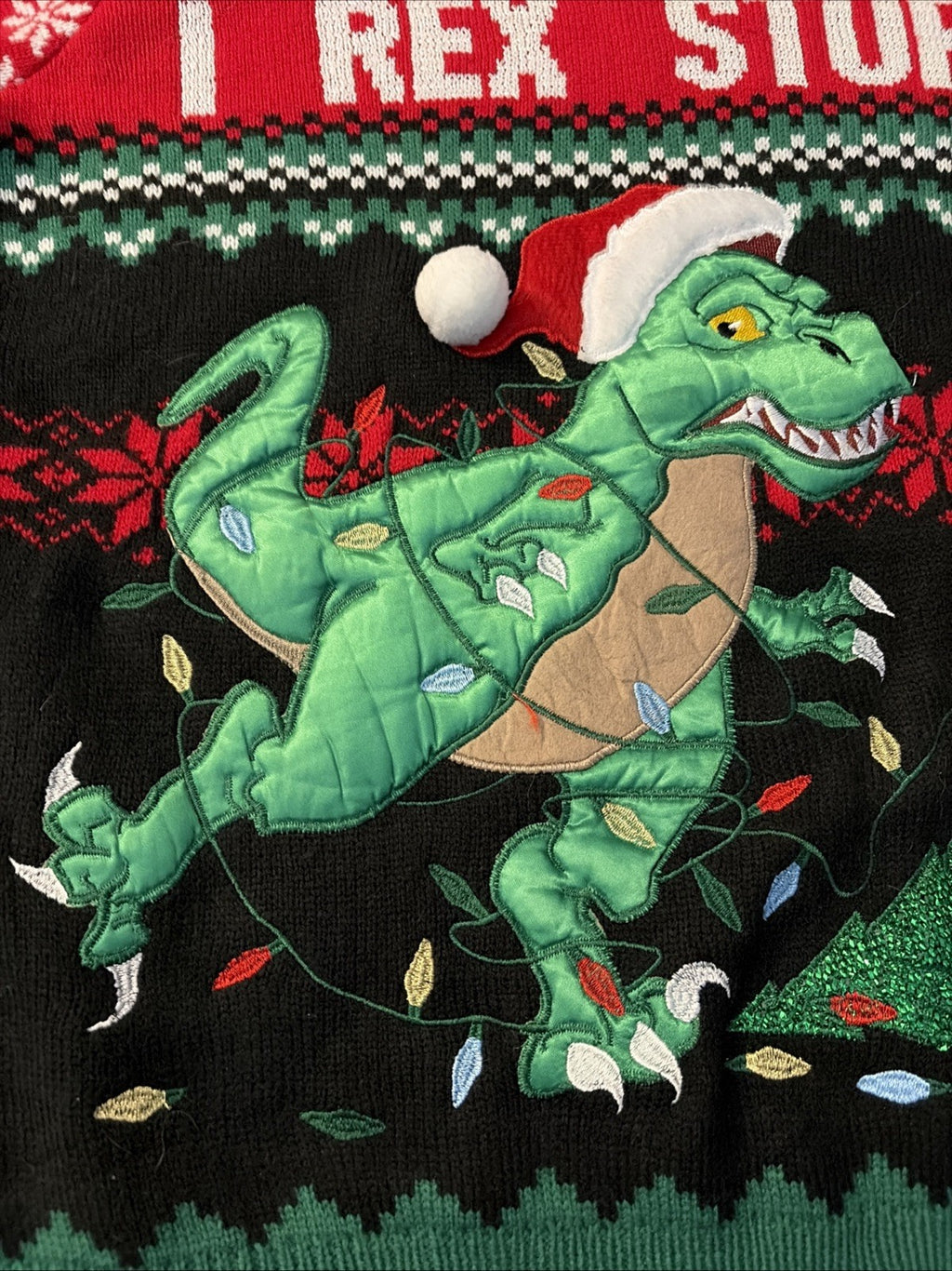 Holiday Time I Rex Stuff Ugly Mens Christmas Holiday Sweater Size M (38-40)