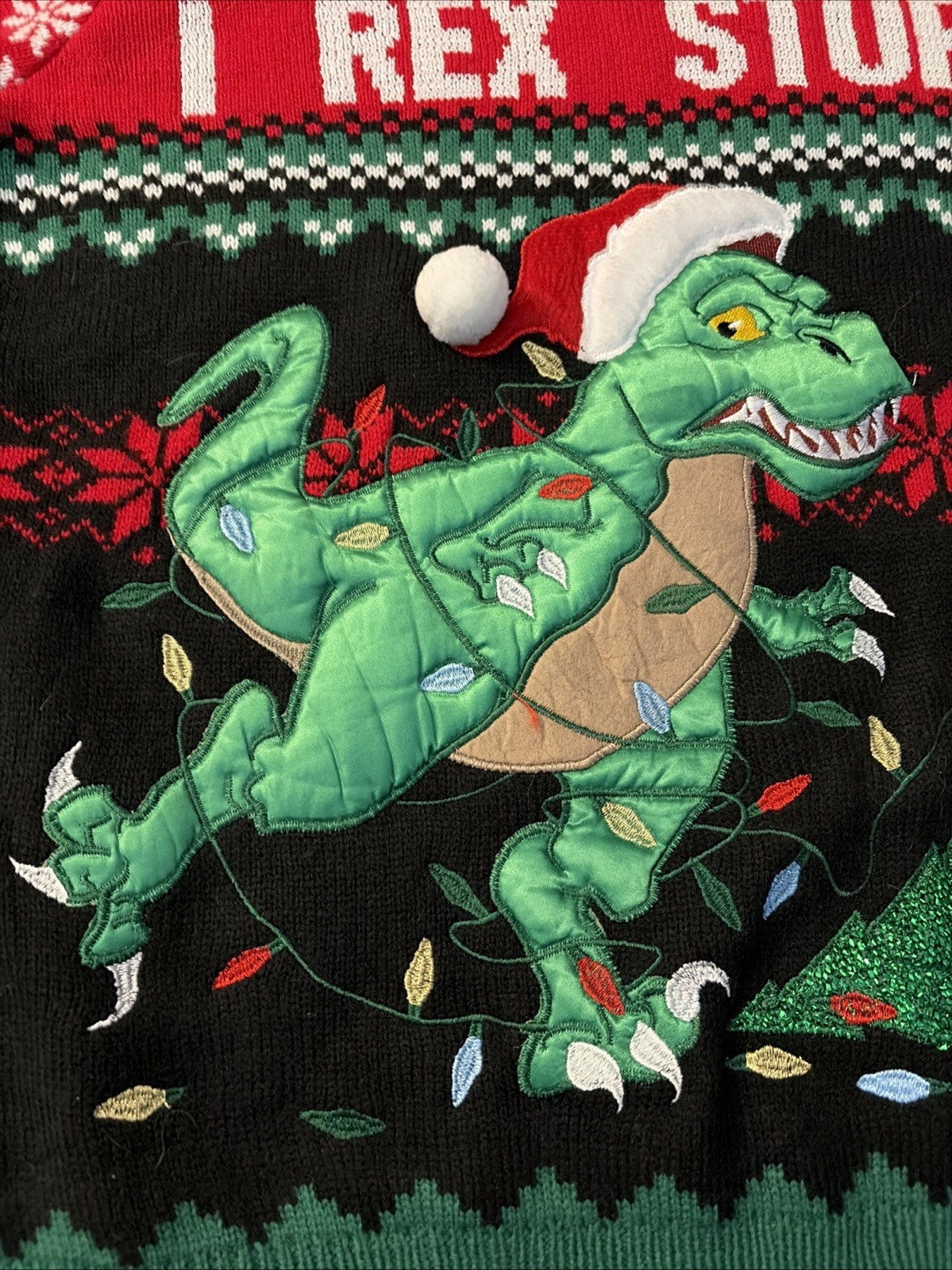Holiday Time I Rex Stuff Ugly Mens Christmas Holiday Sweater Size M (38-40)