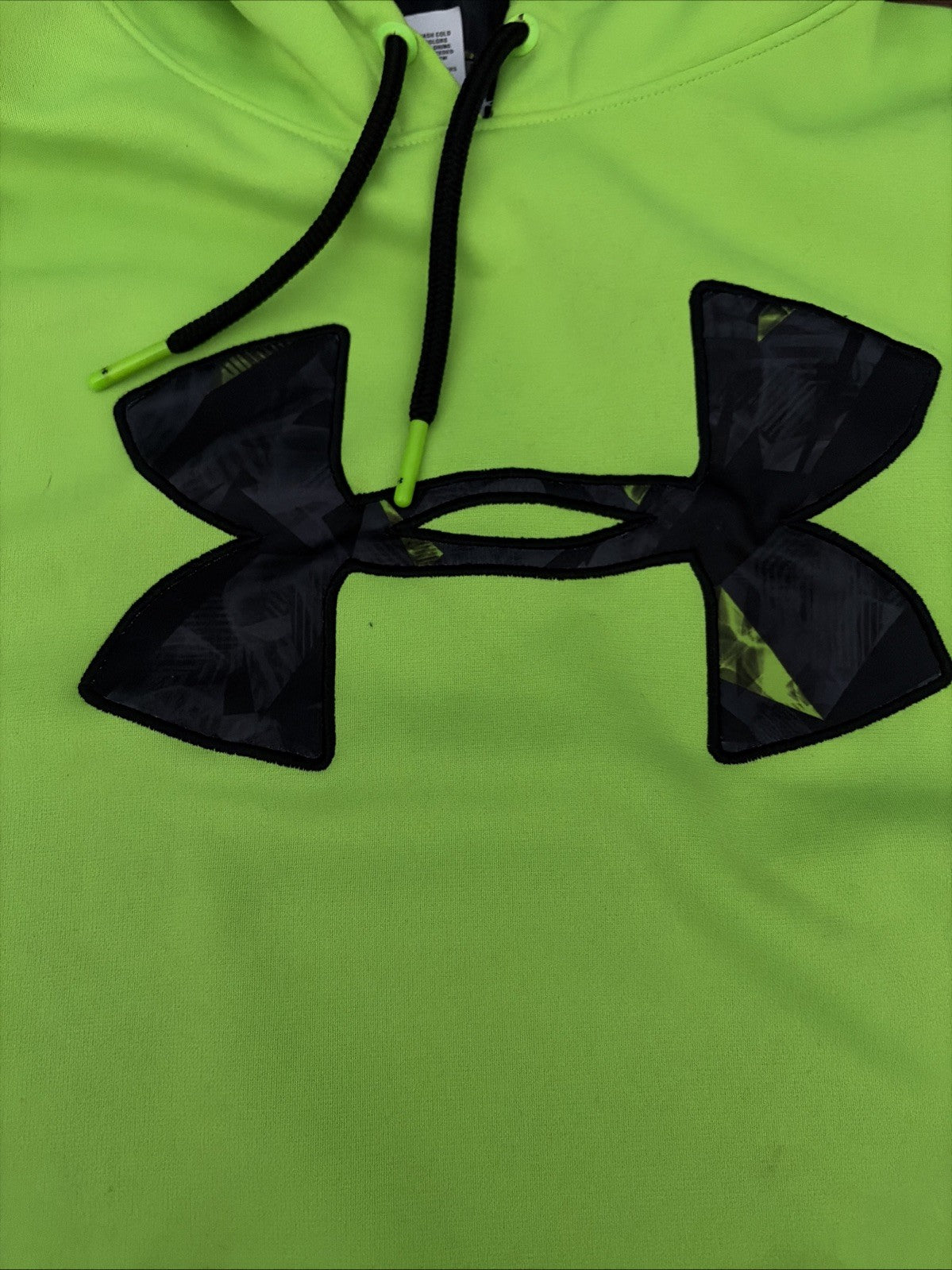 Men’s Under Armour Hoodie Hooded Pullover Green Logo Size Large Loose