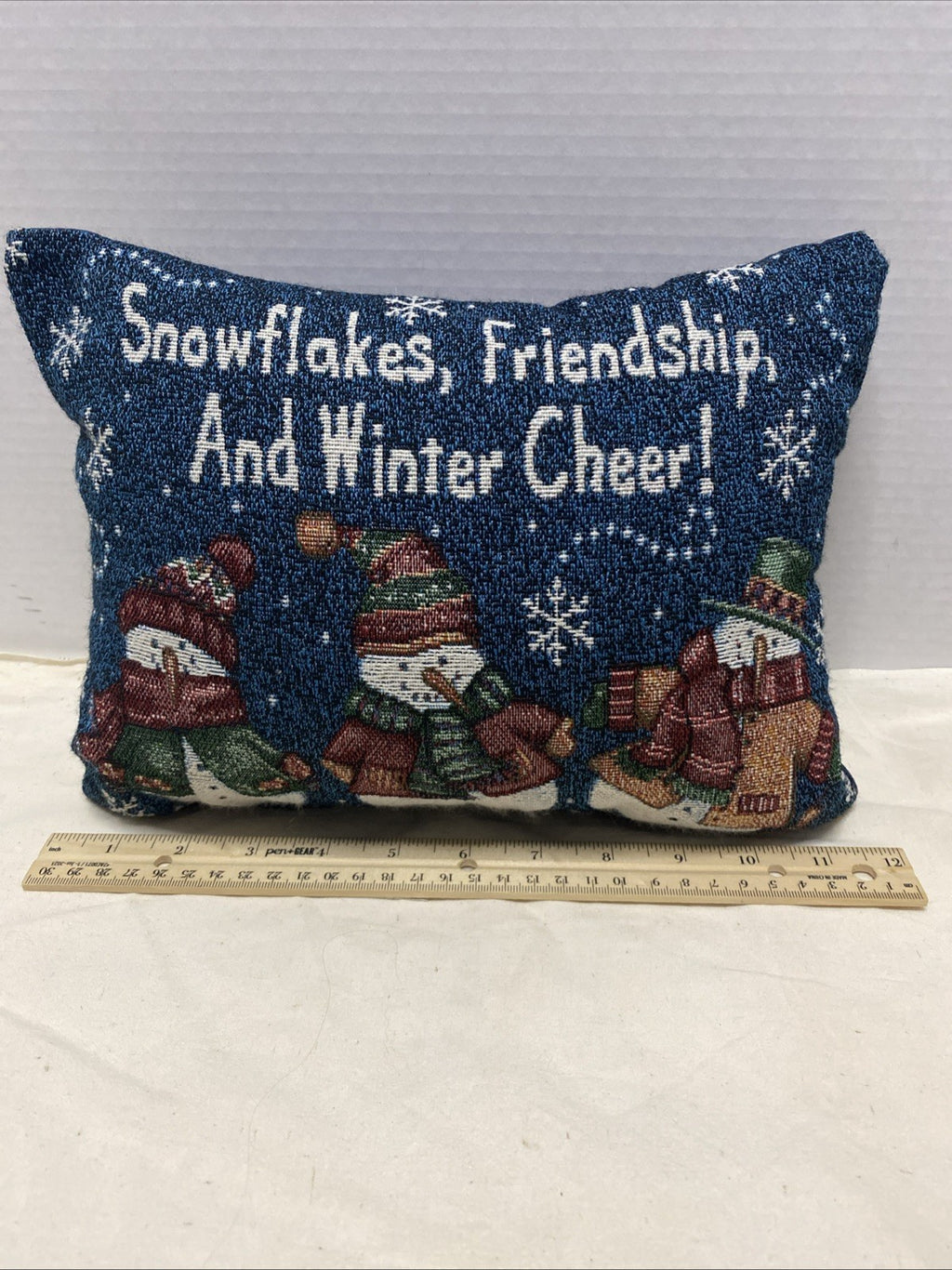 Vintage Good Housekeeping "Snowflakes, Friendship, And Winter Cheer" Pillow 