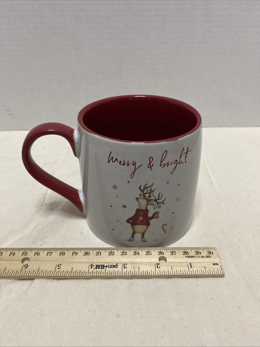 Global Design Connections Reindeer Christmas Coffee Mug Red