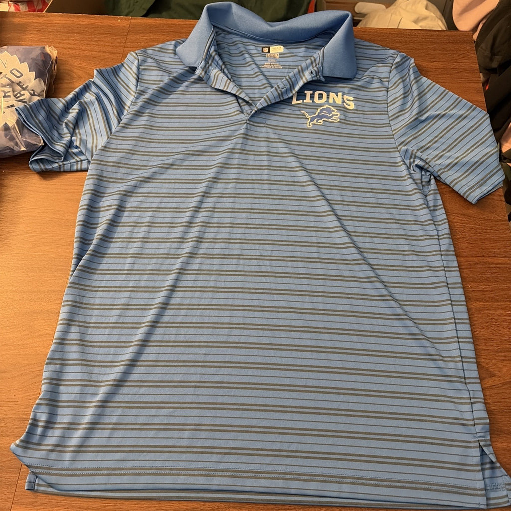 NFL TEAM APPAREL TX3 COOL DETROIT LIONS BLUE PERFORMANCE GOLF POLO SHIRT SIZE L