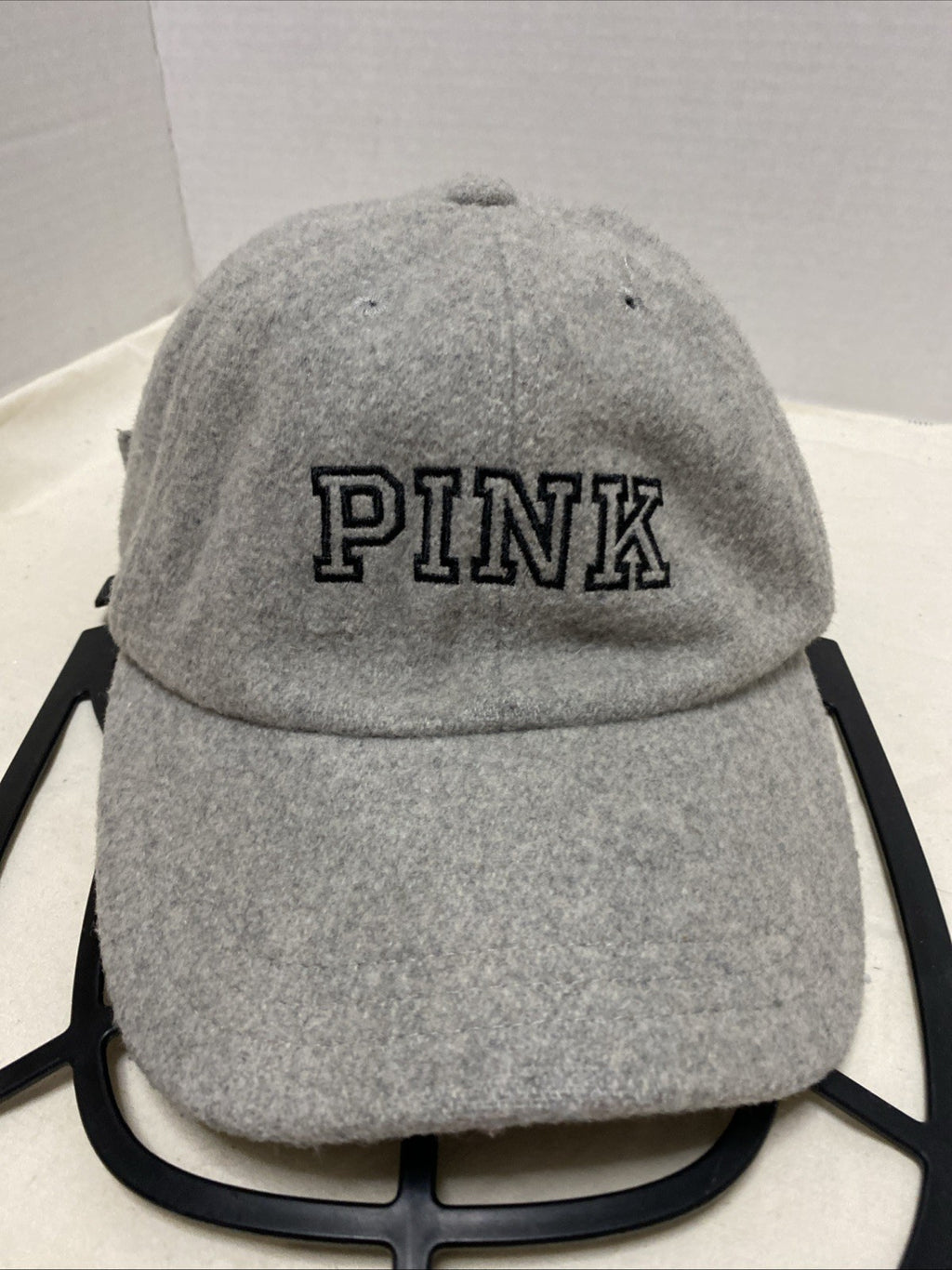 Women's Victoria's Secret PINK Baseball Strapback One Size Hat Gray Wool Blend