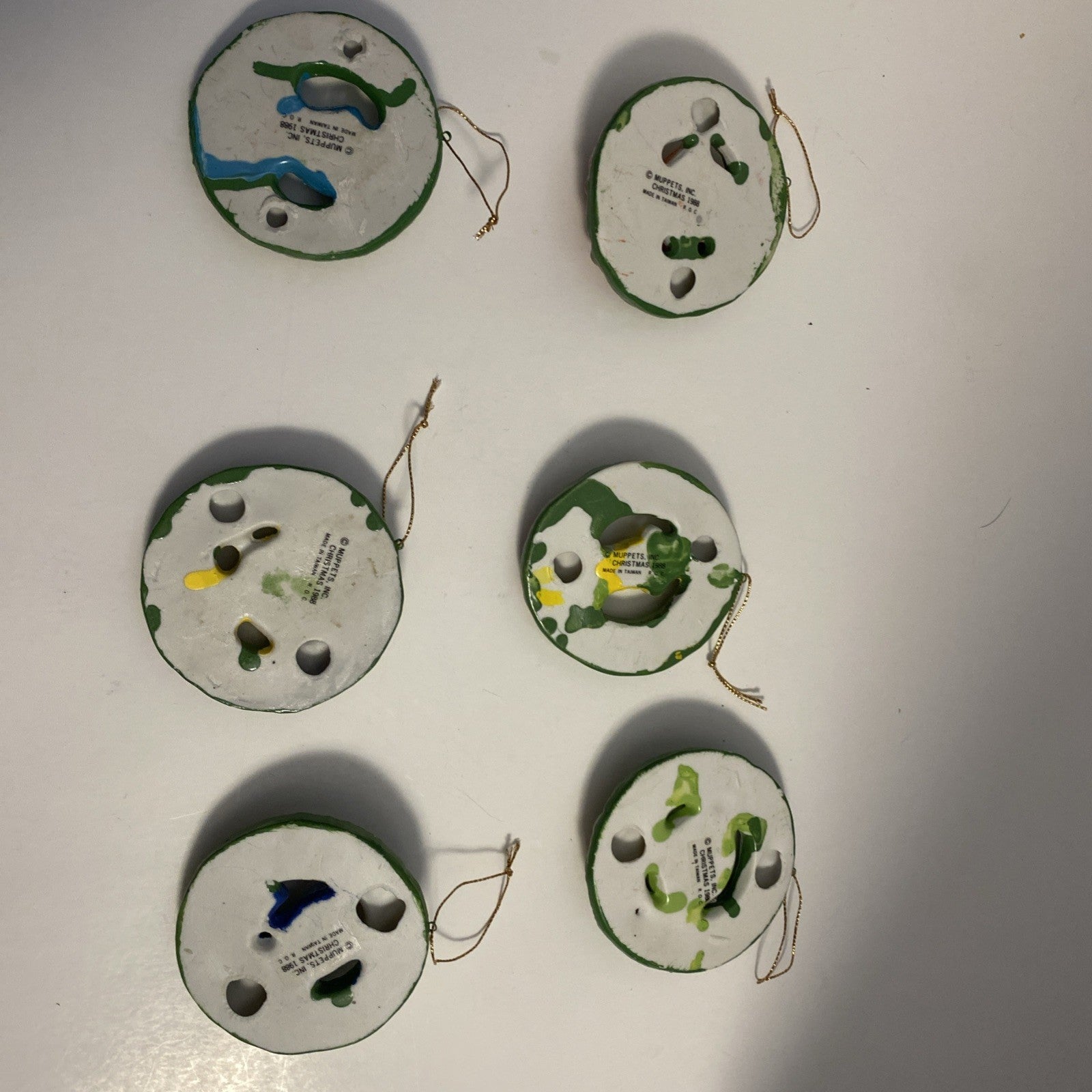 Vintage 1988 Sesame Street Lot Of  6 Holiday Wreath Ornaments