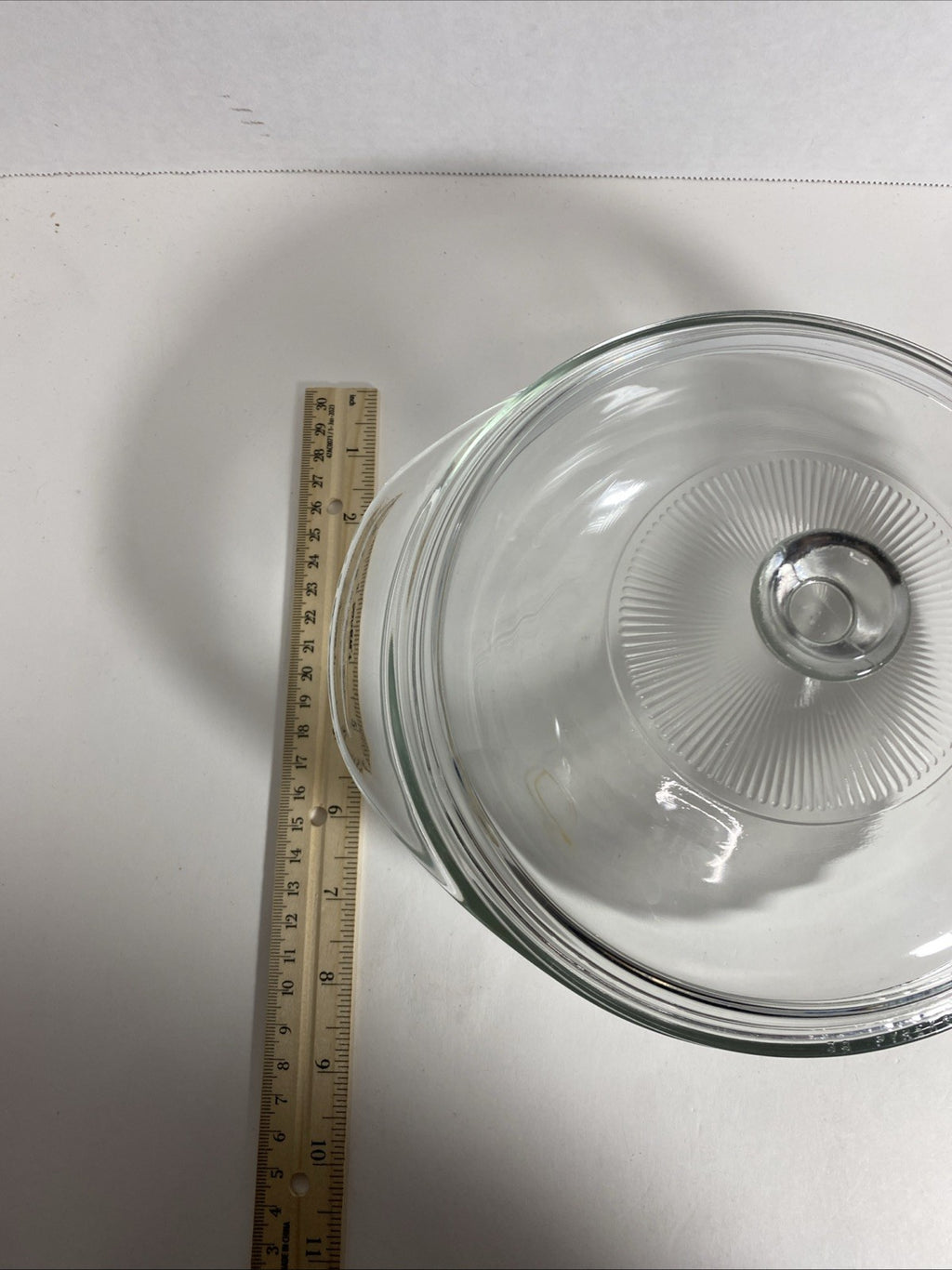 VTG Pyrex Corning Clear Glass 1.5 L 023 Round Casserole Baking Dish & Lid 623C
