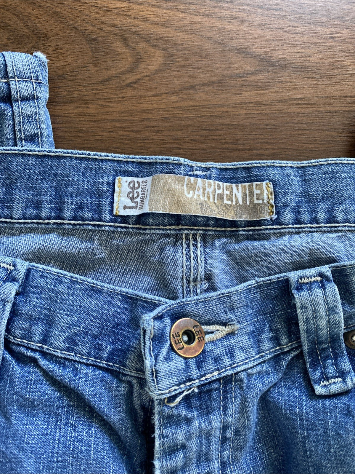 Lee Dungarees Carpenter Jeans Mens 33x32 Blue Denim Workwear Utility Distressed